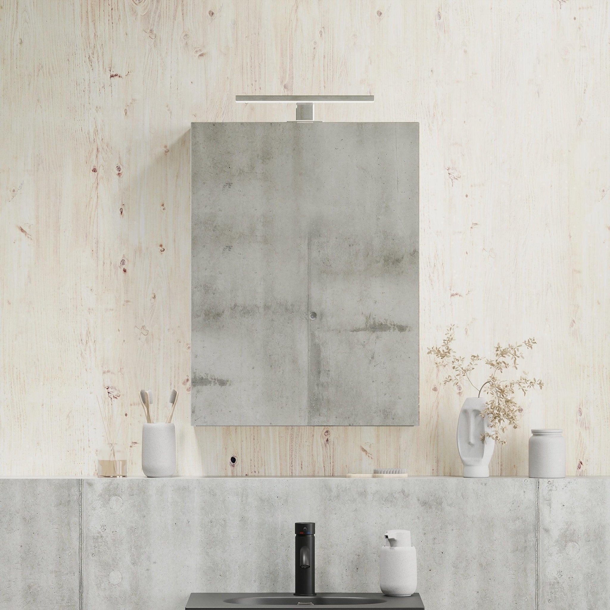 Morgedal, Mirror Cabinet, Grey Wood - 50 cm - MASTERSTORE - 8595677134889 - Mirror Cabinet - 02 - 050 - 53 - 33 - 00 - 8595677134889