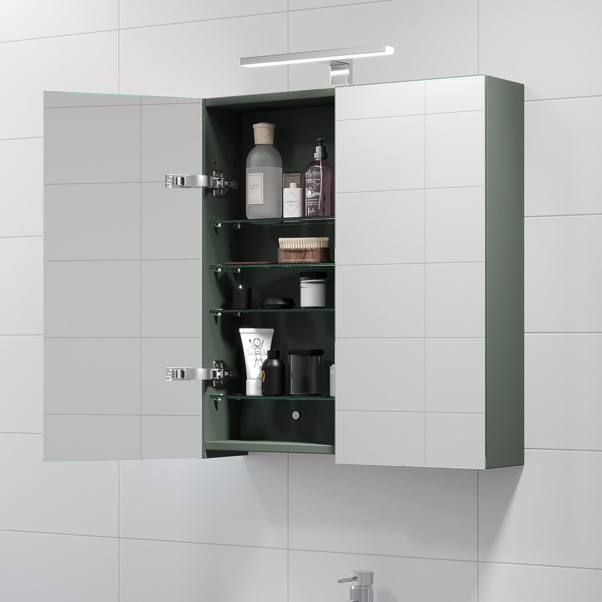 Morgedal, Mirror Cabinet, Green Mat - 60 cm - MASTERSTORE - 8595677116496 - Mirror Cabinet - 02 - 060 - 52 - 05 - 00 - 8595677116496