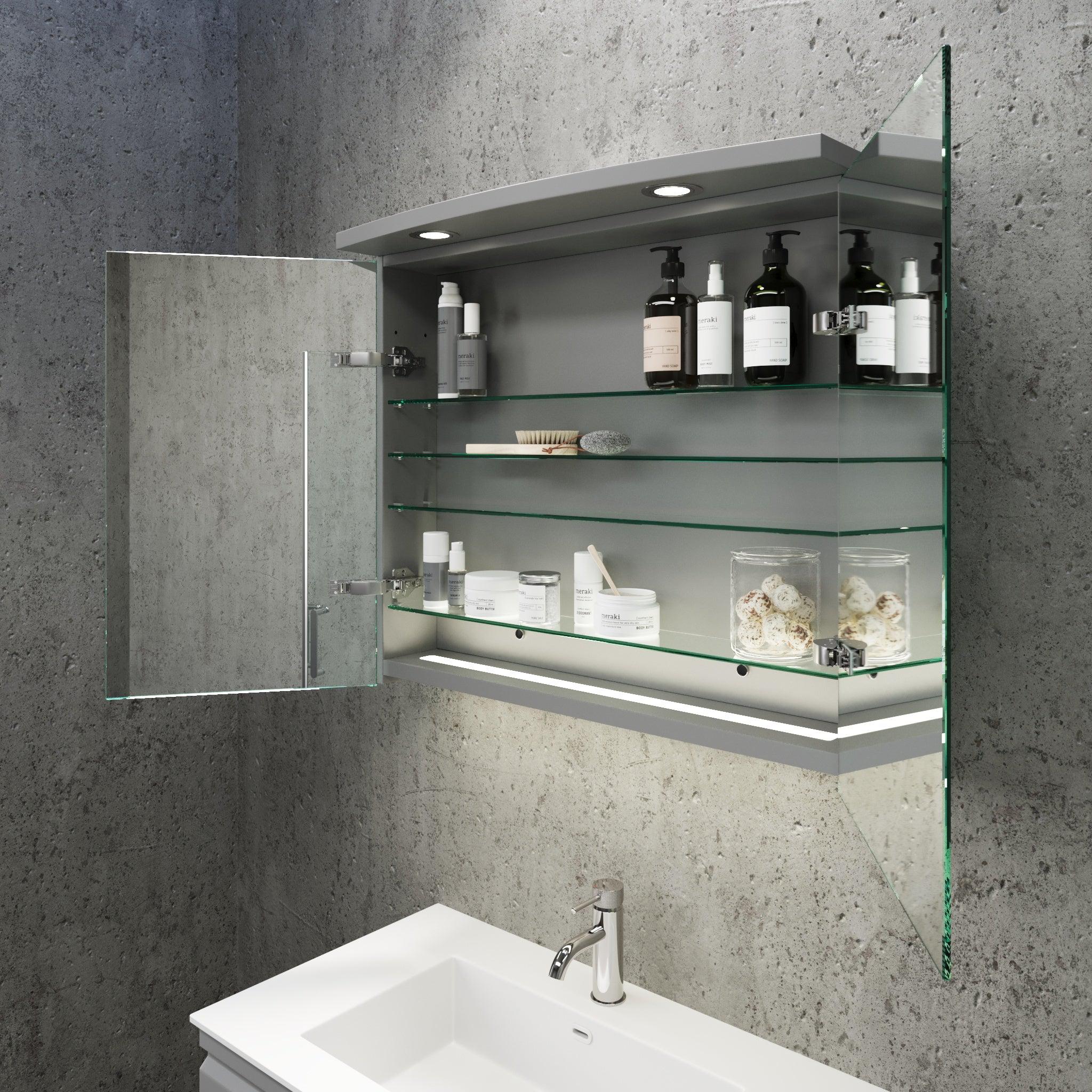 Fredrikstad, Mirror Cabinet, Grey Mat - 100 cm - MASTERSTORE - 8594175642827 - Mirror Cabinet - 02-100-01-03-00 - 8594175642827
