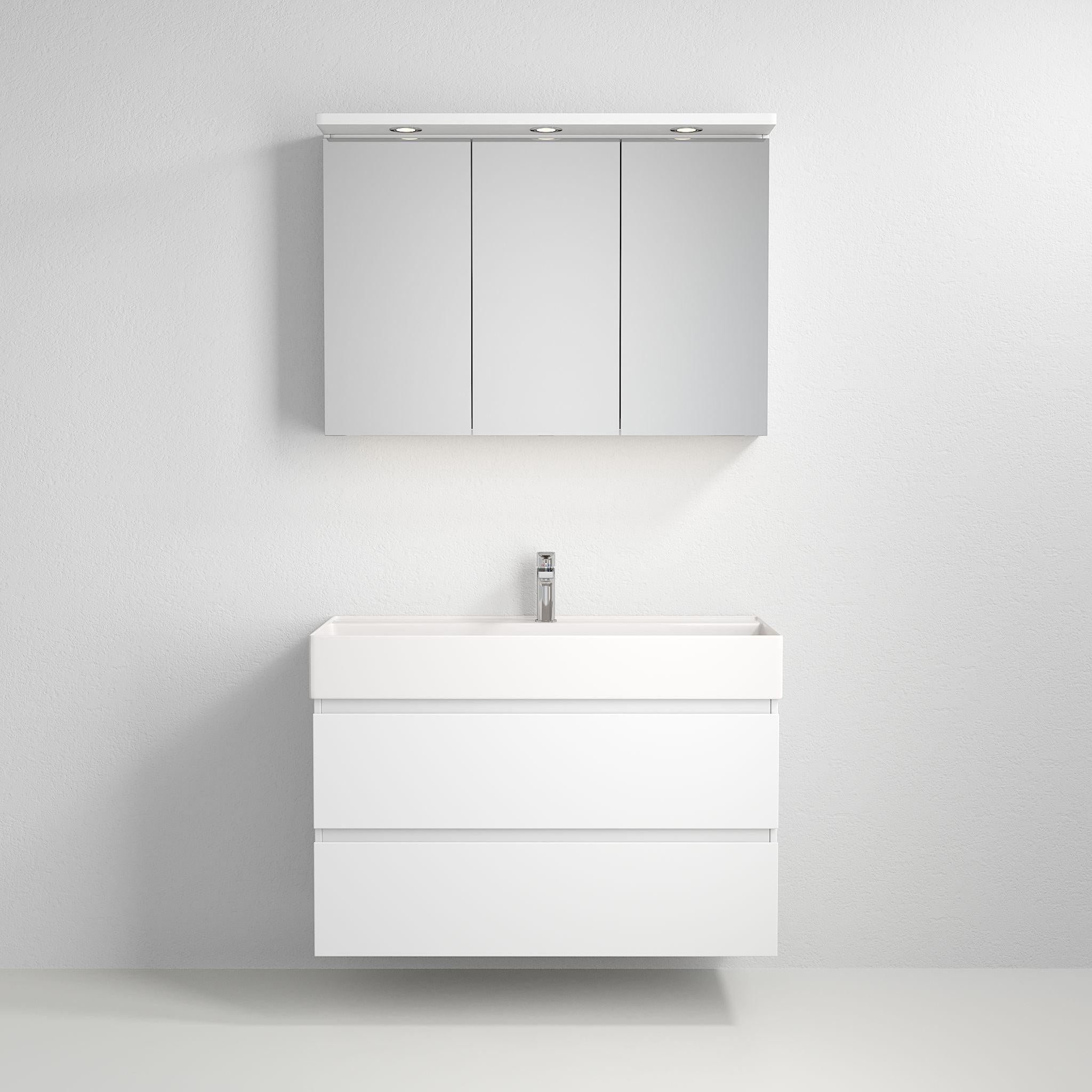 Spegelskåp Fjäll med LED belysning, Rektangulär, Vit Högblank - Spegelskåp - BATH DELUXE - PRESTIGE - 02 - 100 - 02 - 11 - 00 - BATHDELUXE SWEDEN