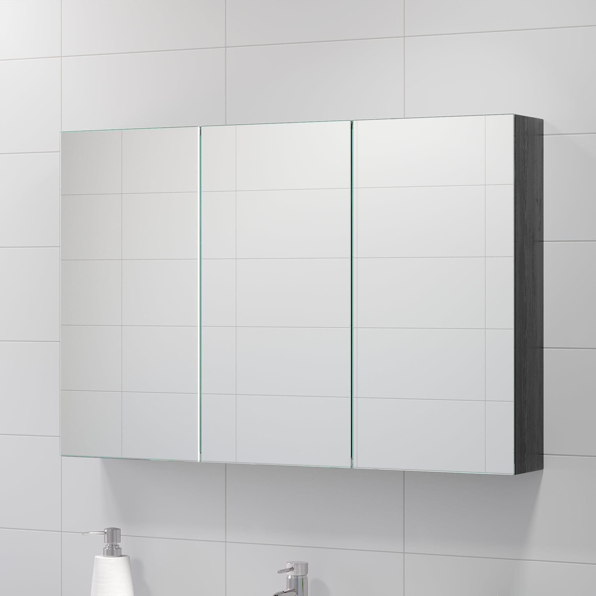 Morgedal, Mirror Cabinet, Black Wood - 100 cm - MASTERSTORE - 8595677134995 - Mirror Cabinet - 02 - 100 - 53 - 22 - 00 - 8595677134995
