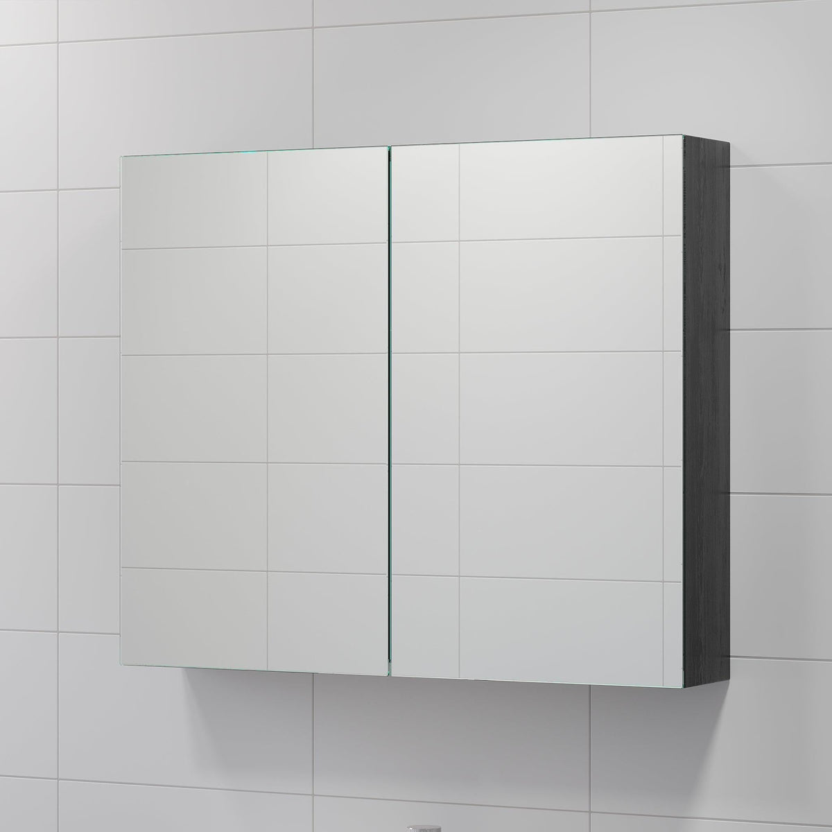 Morgedal, Mirror Cabinet, Black Wood - 100 cm - MASTERSTORE - 8595677134995 - Mirror Cabinet - 02 - 100 - 53 - 22 - 00 - 8595677134995