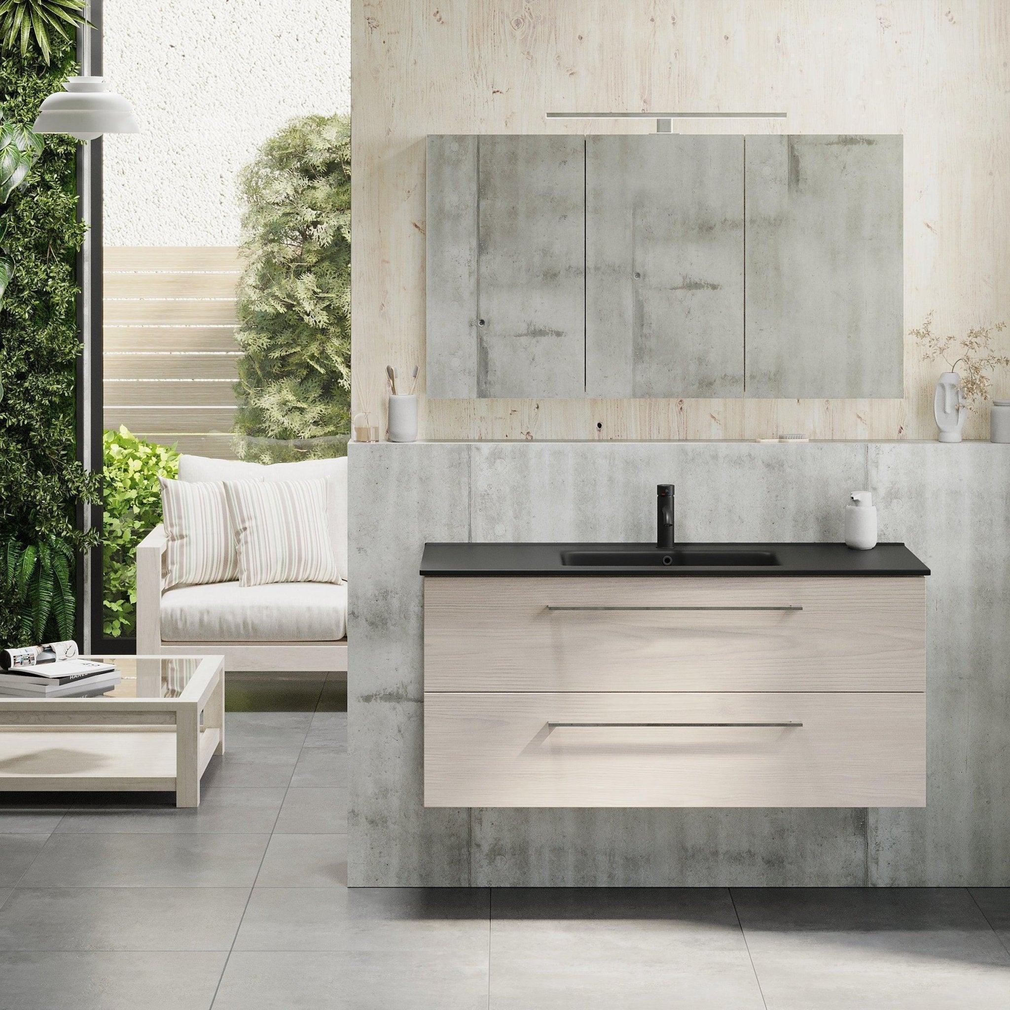 Morgedal, Mirror Cabinet, Grey Wood - 100 cm - MASTERSTORE - 8595677135008 - Mirror Cabinet - 02 - 100 - 53 - 33 - 00 - 8595677135008