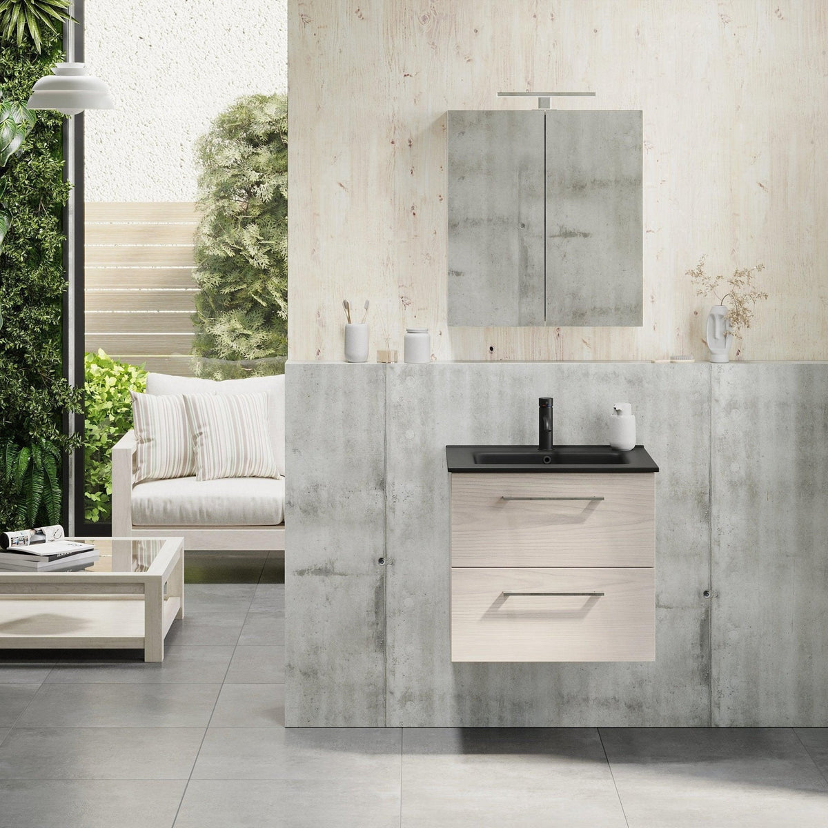 Morgedal, Mirror Cabinet, Grey Wood - 100 cm - MASTERSTORE - 8595677135008 - Mirror Cabinet - 02 - 100 - 53 - 33 - 00 - 8595677135008