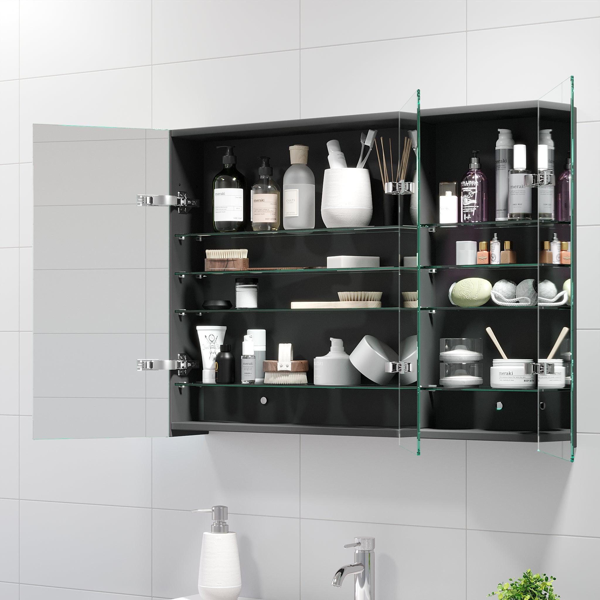 Morgedal, Mirror Cabinet, Grey Anthracite - 120 cm - MASTERSTORE - 8595677135015 - Mirror Cabinet - 02 - 120 - 53 - 43 - 00 - 8595677135015