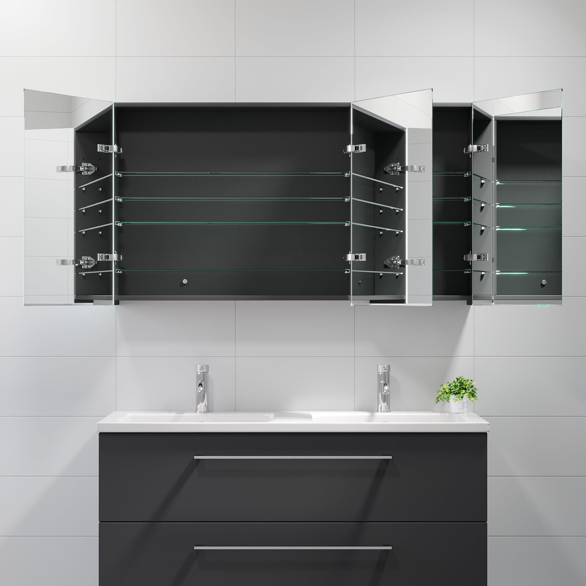 Morgedal, Mirror Cabinet, Grey Anthracite - 120 cm - MASTERSTORE - 8595677135015 - Mirror Cabinet - 02 - 120 - 53 - 43 - 00 - 8595677135015
