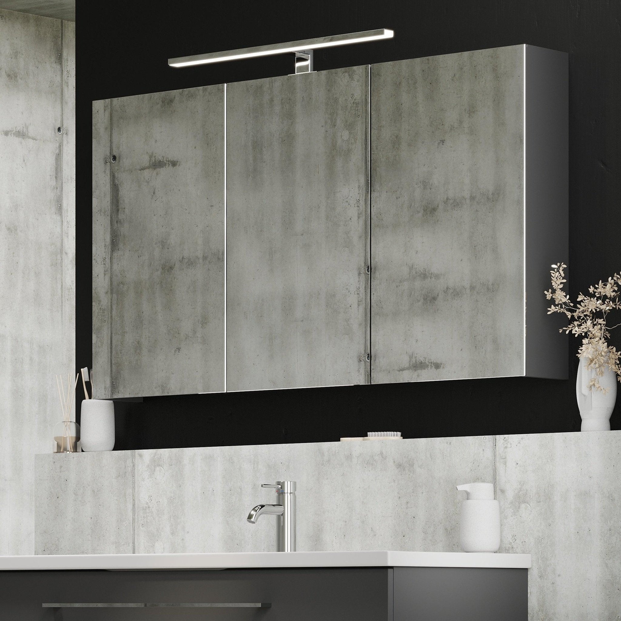 Morgedal, Mirror Cabinet, Grey Anthracite - 120 cm - MASTERSTORE - 8595677135015 - Mirror Cabinet - 02 - 120 - 53 - 43 - 00 - 8595677135015