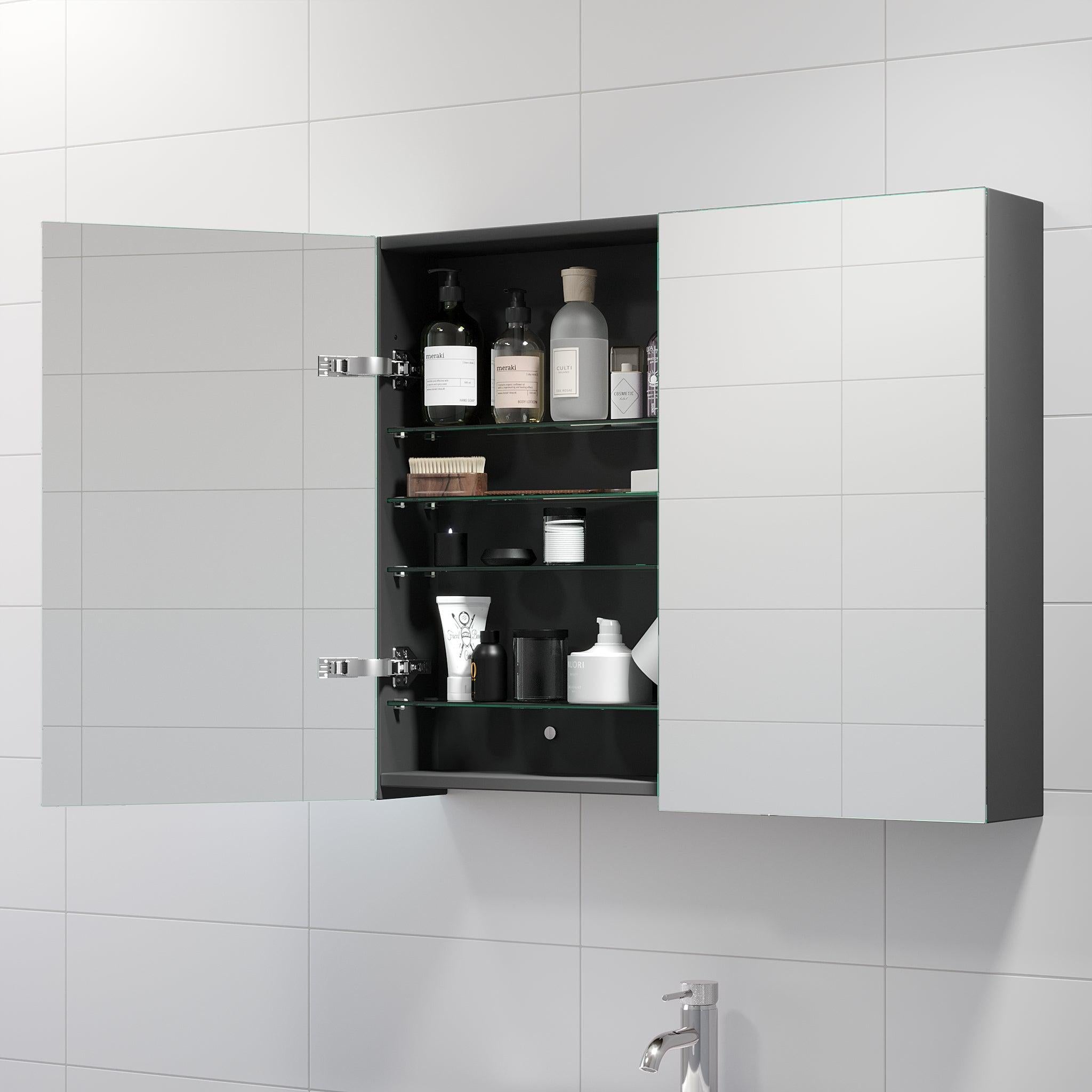 Morgedal, Mirror Cabinet, Grey Anthracite - 120 cm - MASTERSTORE - 8595677135015 - Mirror Cabinet - 02 - 120 - 53 - 43 - 00 - 8595677135015