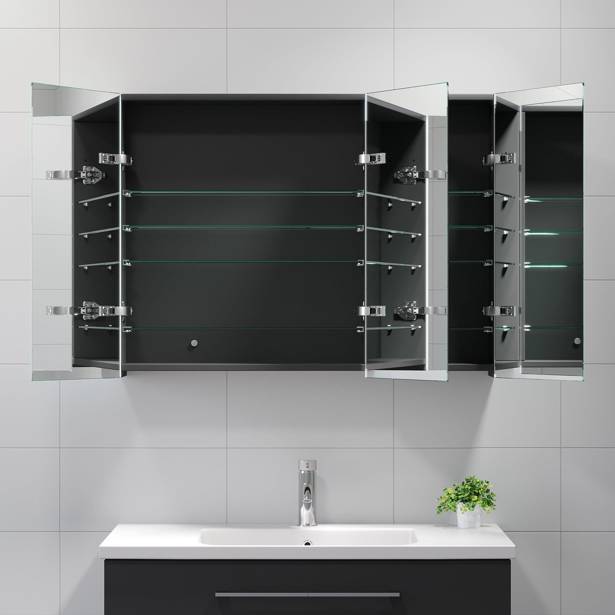 Morgedal, Mirror Cabinet, Grey Anthracite - 120 cm - MASTERSTORE - 8595677135015 - Mirror Cabinet - 02 - 120 - 53 - 43 - 00 - 8595677135015