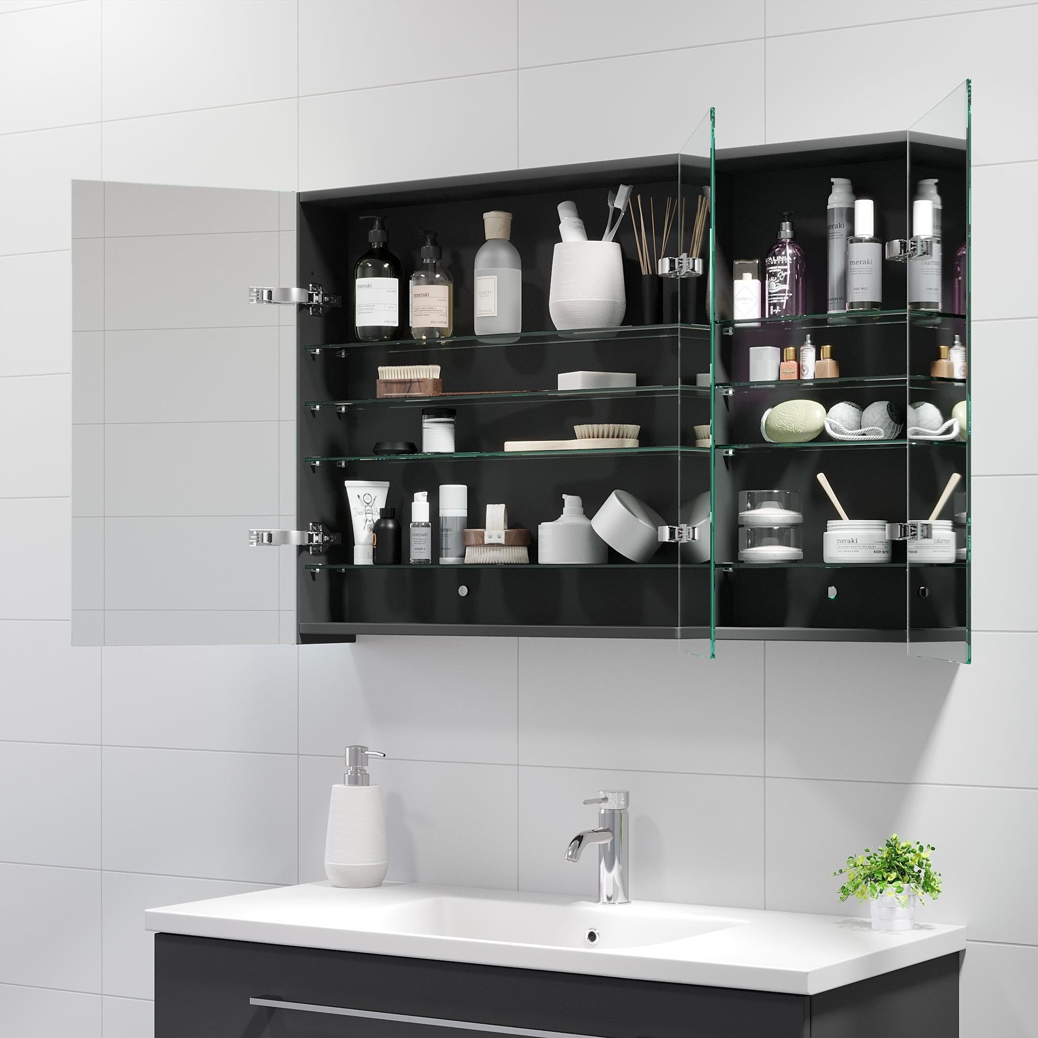 Morgedal, Mirror Cabinet, Grey Anthracite - 120 cm - MASTERSTORE - 8595677135015 - Mirror Cabinet - 02 - 120 - 53 - 43 - 00 - 8595677135015