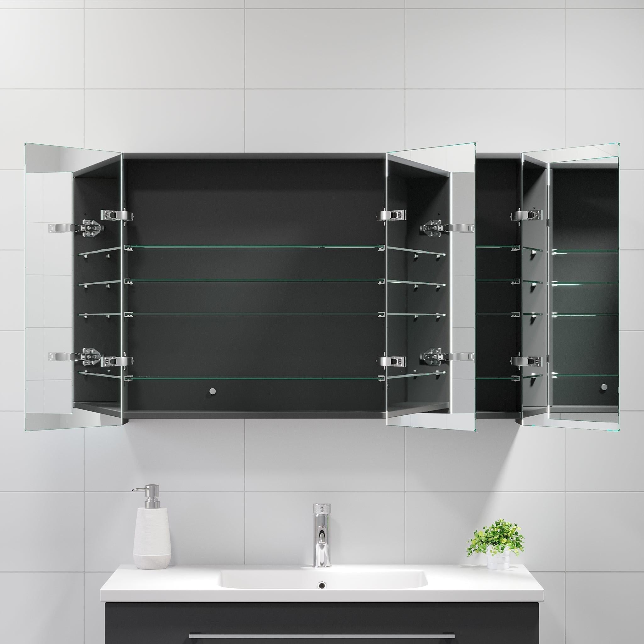 Morgedal, Mirror Cabinet, Grey Anthracite - 120 cm - MASTERSTORE - 8595677135015 - Mirror Cabinet - 02 - 120 - 53 - 43 - 00 - 8595677135015