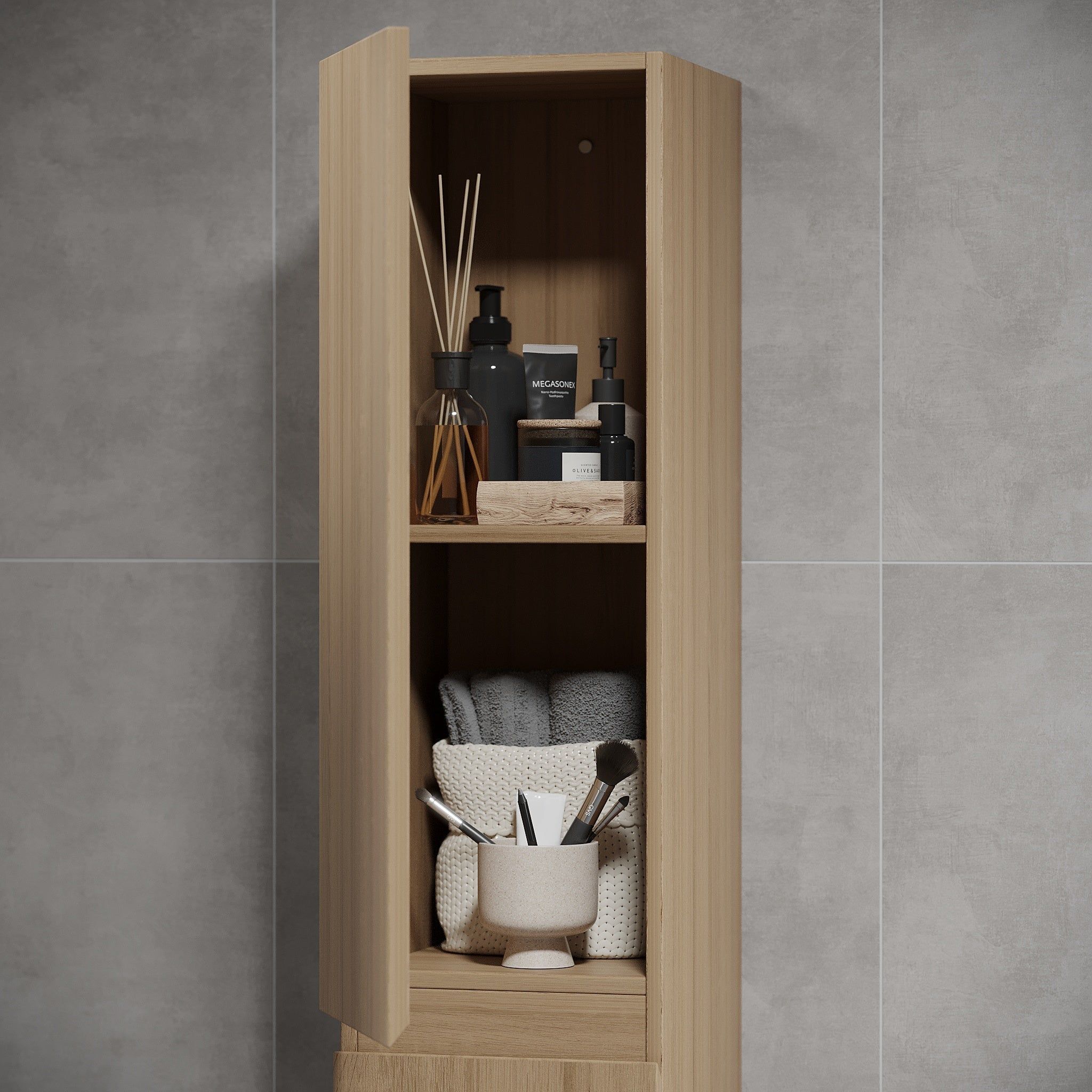 Tall cabinet - 30x31x174 cm - 2 doors - oak - Kenwood - MASTERSTORE - 8595677180725 - Tall Cabinets - 04-030-64-86-01 - 8595677180725