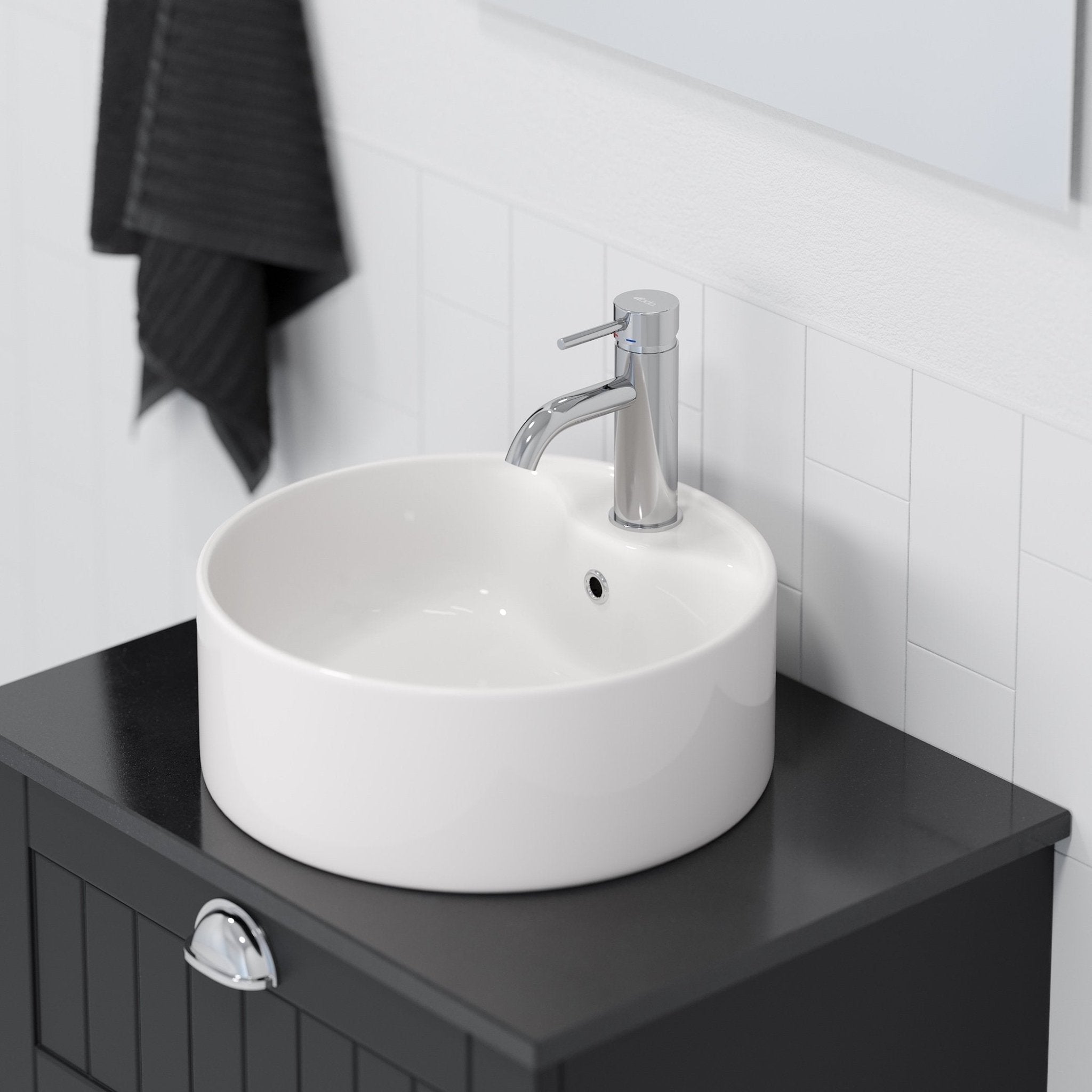 Vikedal, Tvättställ, Vit Blank - 38 cm - Handfat - BATH DELUXE - EXCLUSIVE - 06-038-09-11-00 - BATHDELUXE SWEDEN