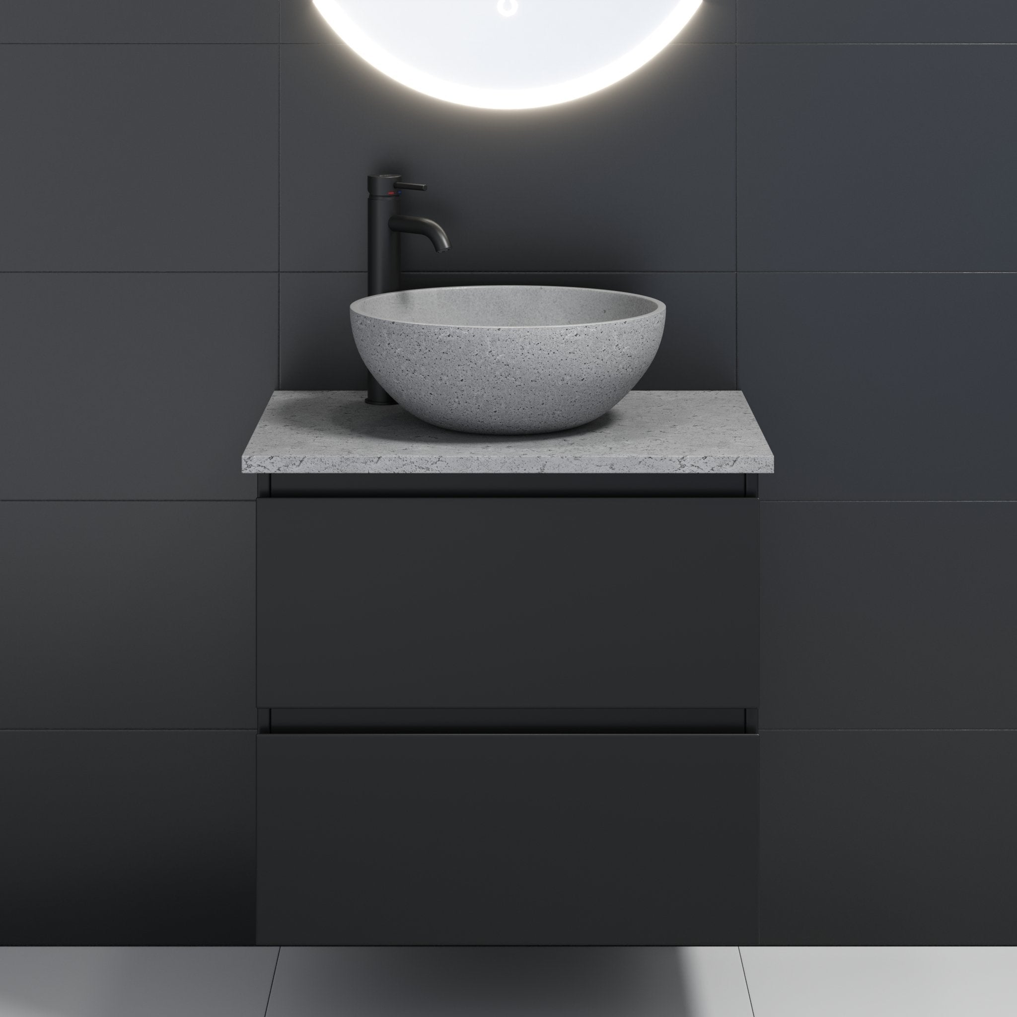 Bergen, Handfat, Grå Betong - 39 cm - Handfat - BATH DELUXE - EXCLUSIVE - 06-039-19-23-00 - BATHDELUXE SWEDEN