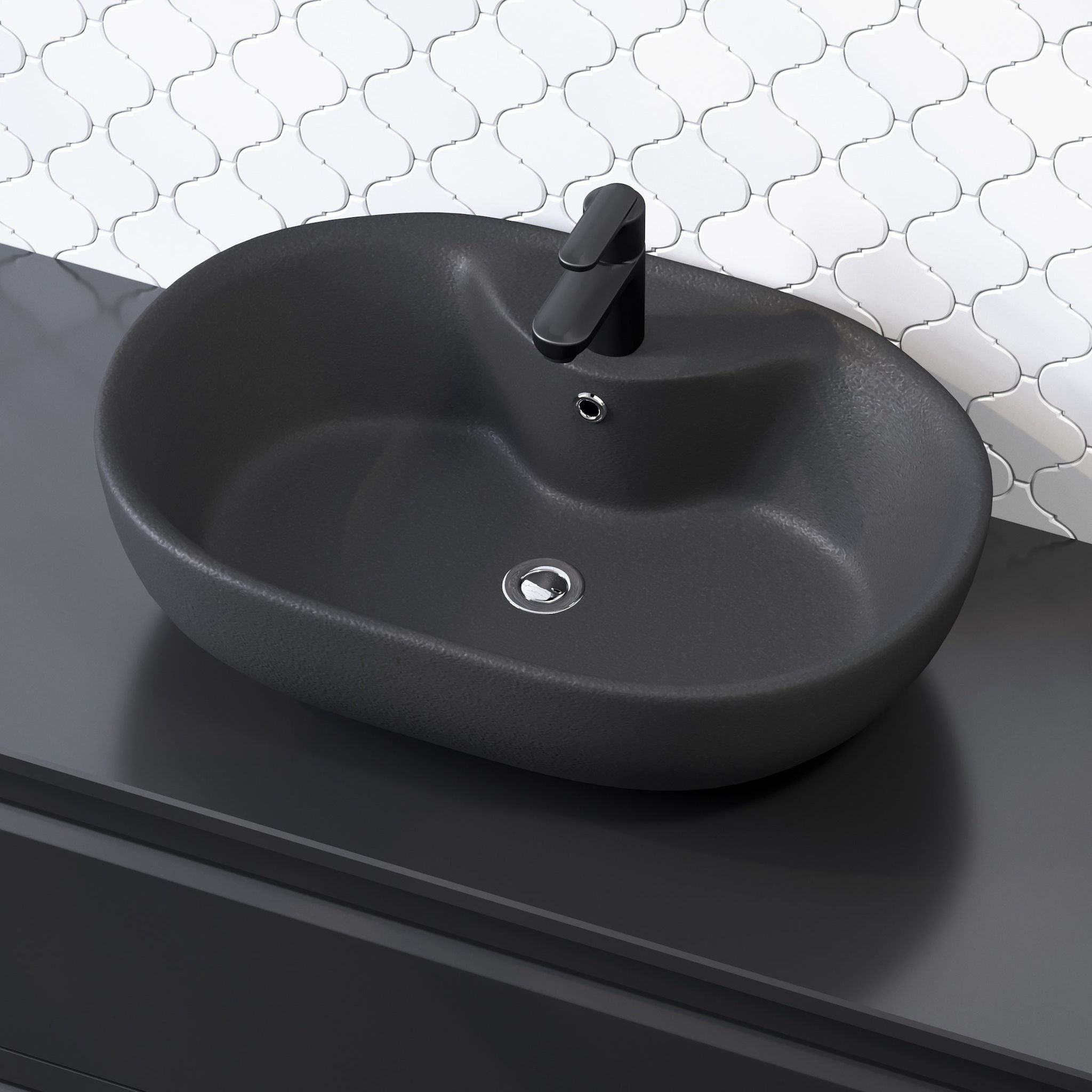 Fristående ovalt tvättställ - 59,5x41x17 cm - sanitetsporslin - vit - Tromsø - Tvättställ - BATH DELUXE - EXCLUSIVE - 06-060-08-11-00 - BATHDELUXE SWEDEN
