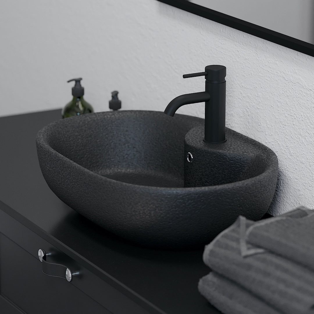 Fristående ovalt tvättställ - 59,5x41x17 cm - sanitetsporslin - vit - Tromsø - Tvättställ - BATH DELUXE - EXCLUSIVE - 06-060-08-11-00 - BATHDELUXE SWEDEN