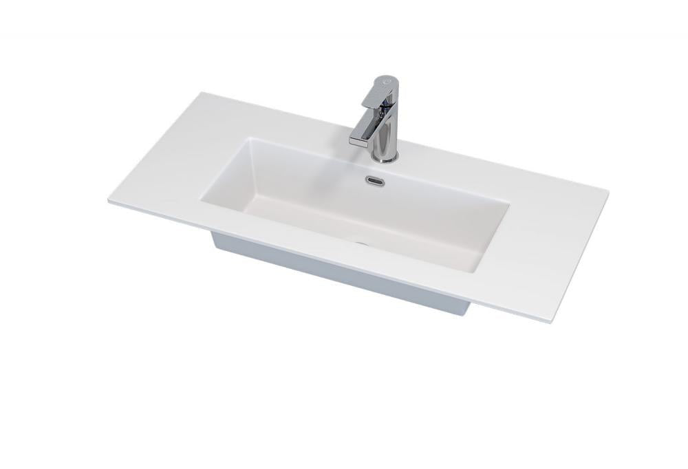 Tvättställ till badrumsmöbel - 80x36x1,5 cm - grund - solid surface - matt vit - Haraldslund