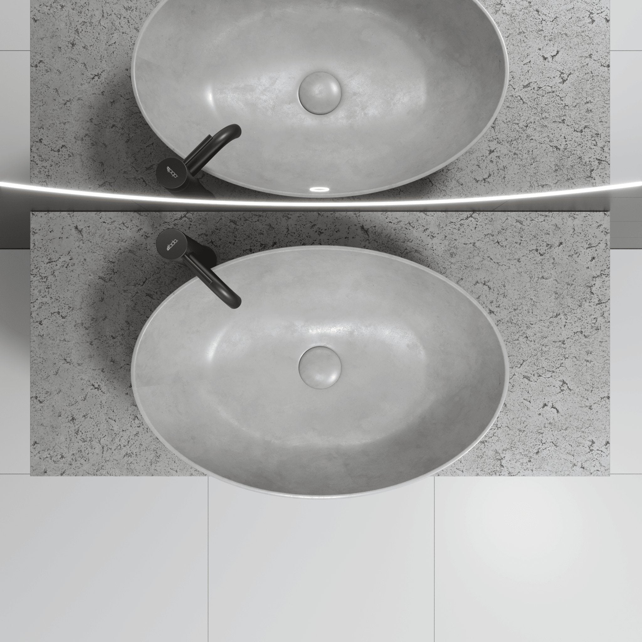Betong, Bänkskiva, Grå Betong - 121,4 cm - Bänkskiva - BATH DELUXE - PRESTIGE - 06-120-20-23-00 - BATHDELUXE SWEDEN