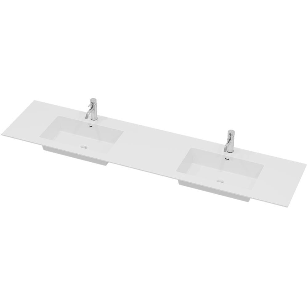Tvättställ till badrumsmöbel - 198,6x46x1,5 cm - dubbel - solid surface - matt vit - Haraldslund - Tvättställ - Bath Deluxe - Haraldslund - 06-200-85-01-00 - BATHDELUXE SWEDEN
