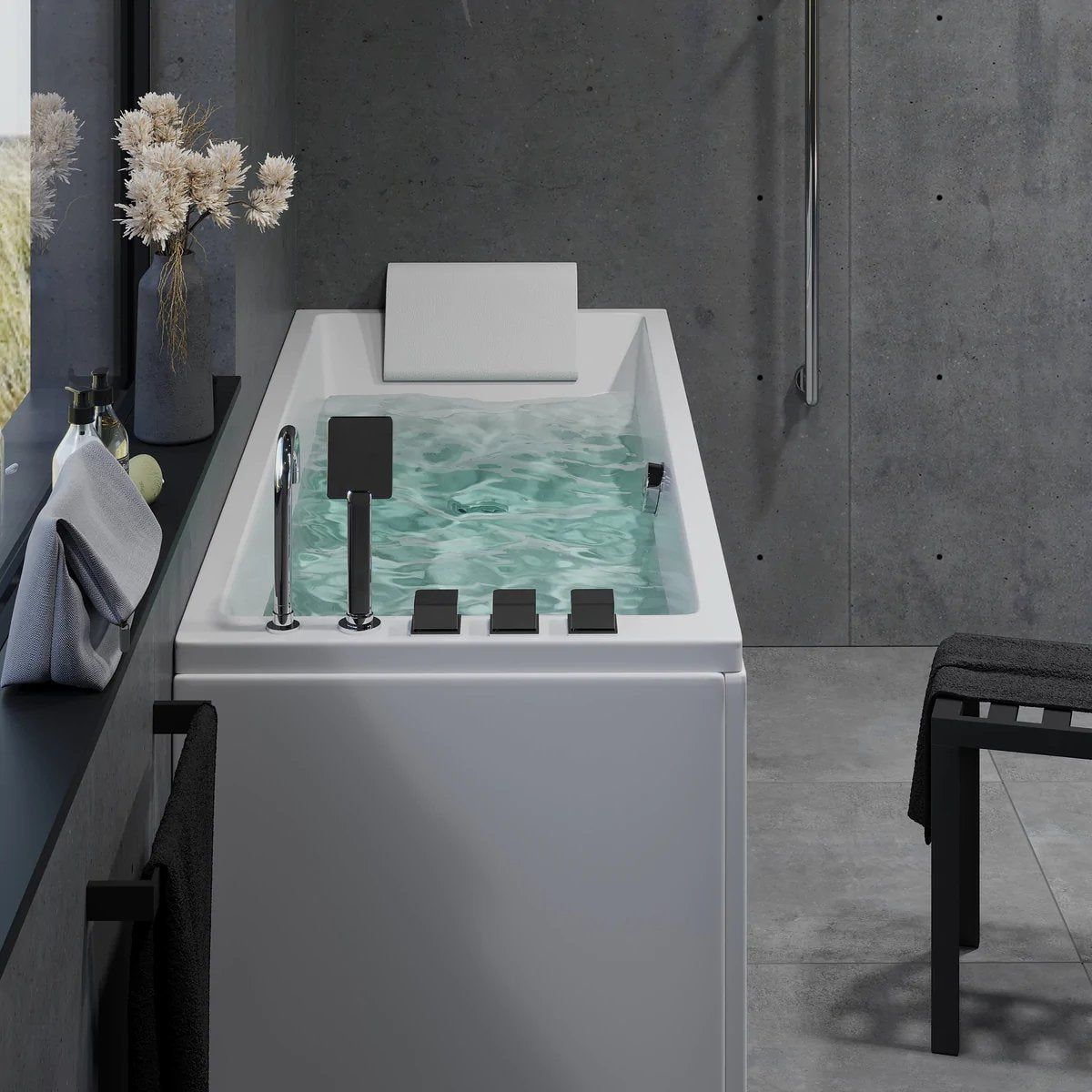 Rectangular acrylic bathtub - 160x70x65 cm - with legsystem, waste and overflow - white - Svaneke - MASTERSTORE - 8594175642988 - Built - in Bathtubs - 11-160-02-11-00 - 8594175642988
