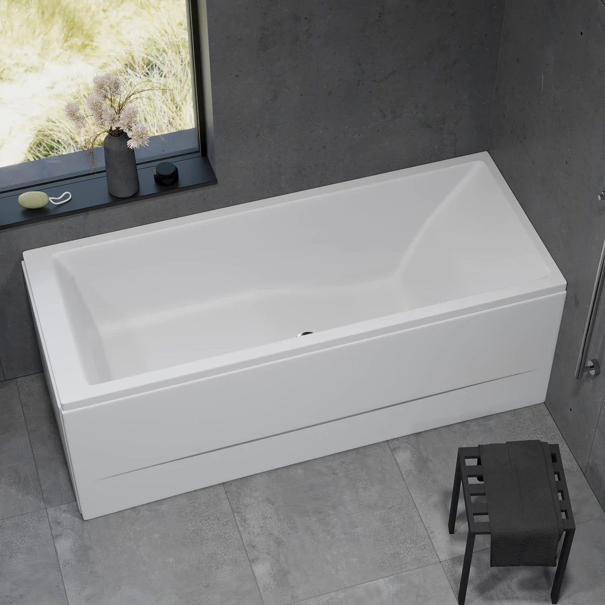 Rectangular acrylic bathtub - 160x70x65 cm - with legsystem, waste and overflow - white - Svaneke - MASTERSTORE - 8594175642988 - Built - in Bathtubs - 11-160-02-11-00 - 8594175642988