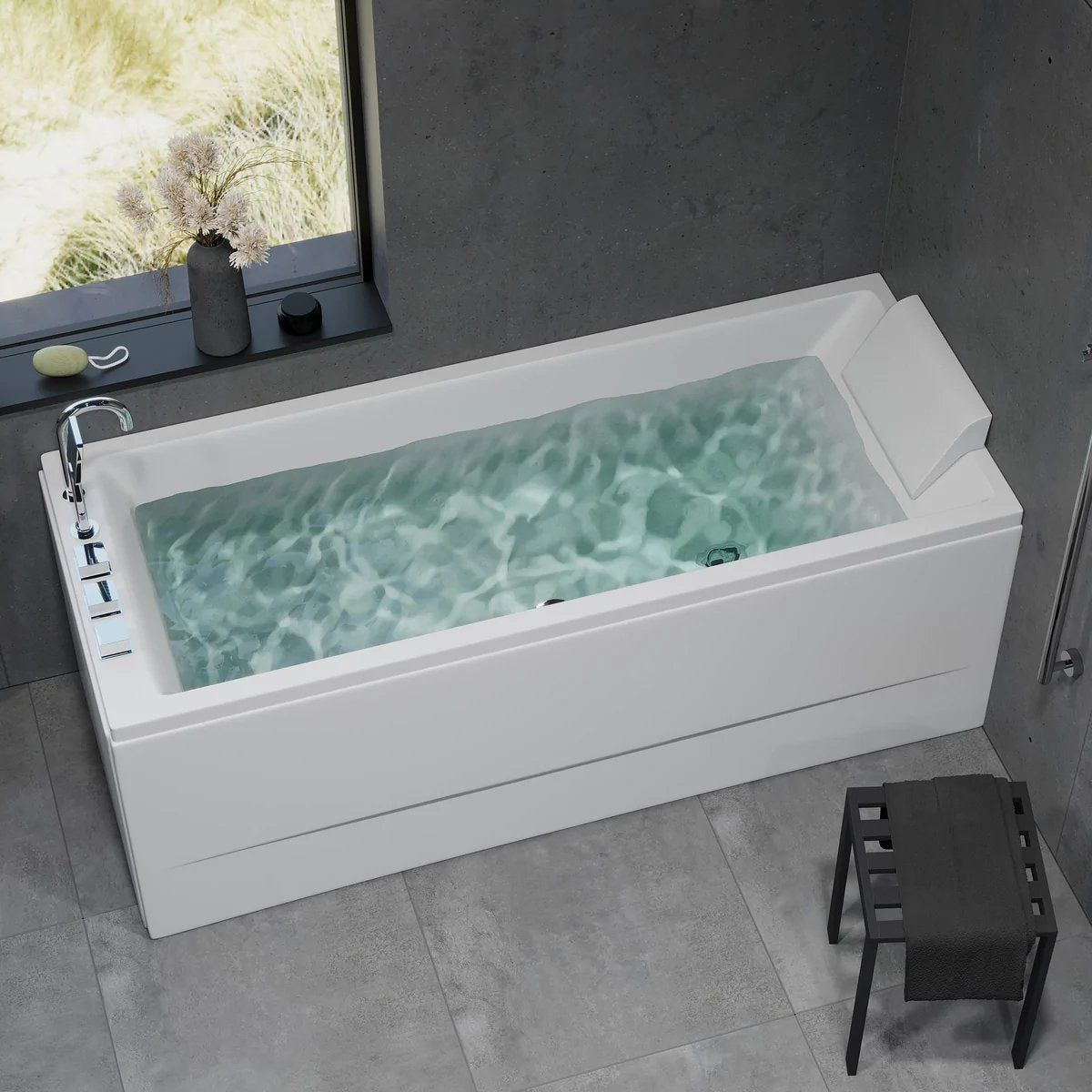 Rectangular acrylic bathtub - 160x70x65 cm - with legsystem, waste and overflow - white - Svaneke - MASTERSTORE - 8594175642988 - Built - in Bathtubs - 11-160-02-11-00 - 8594175642988