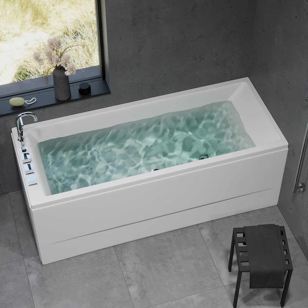 Rectangular acrylic bathtub - 170x70x65 cm - with legsystem, waste and overflow - white - Svaneke - MASTERSTORE - 8594175643862 - Built - in Bathtubs - 11-170-02-11-00 - 8594175643862