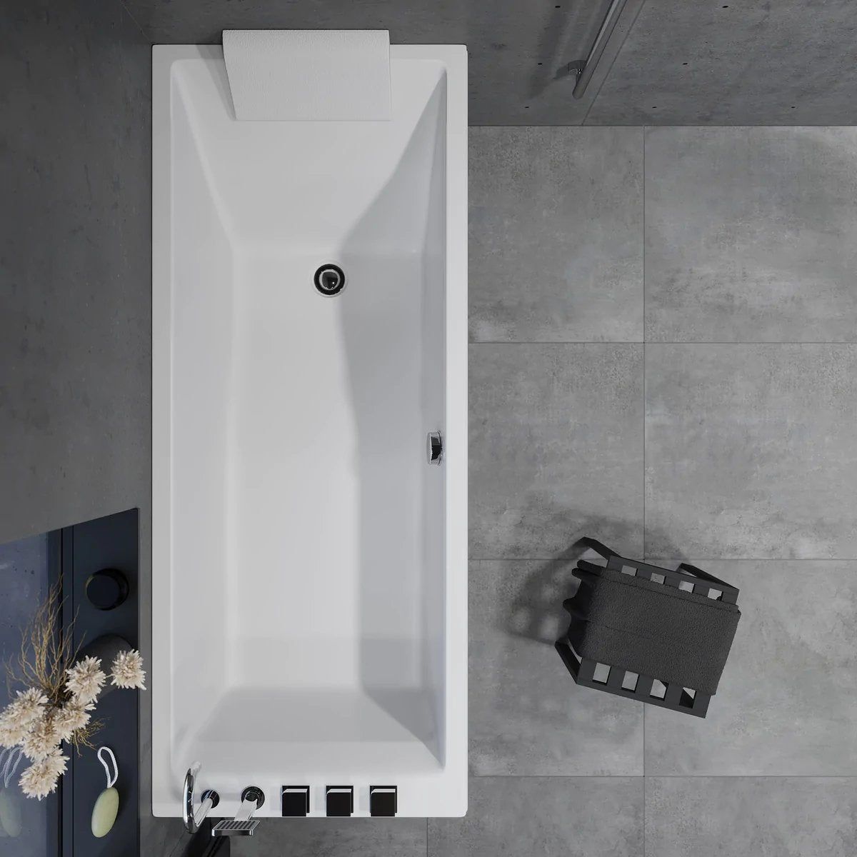 Rectangular acrylic bathtub - 170x70x65 cm - with legsystem, waste and overflow - white - Svaneke - MASTERSTORE - 8594175643862 - Built - in Bathtubs - 11-170-02-11-00 - 8594175643862