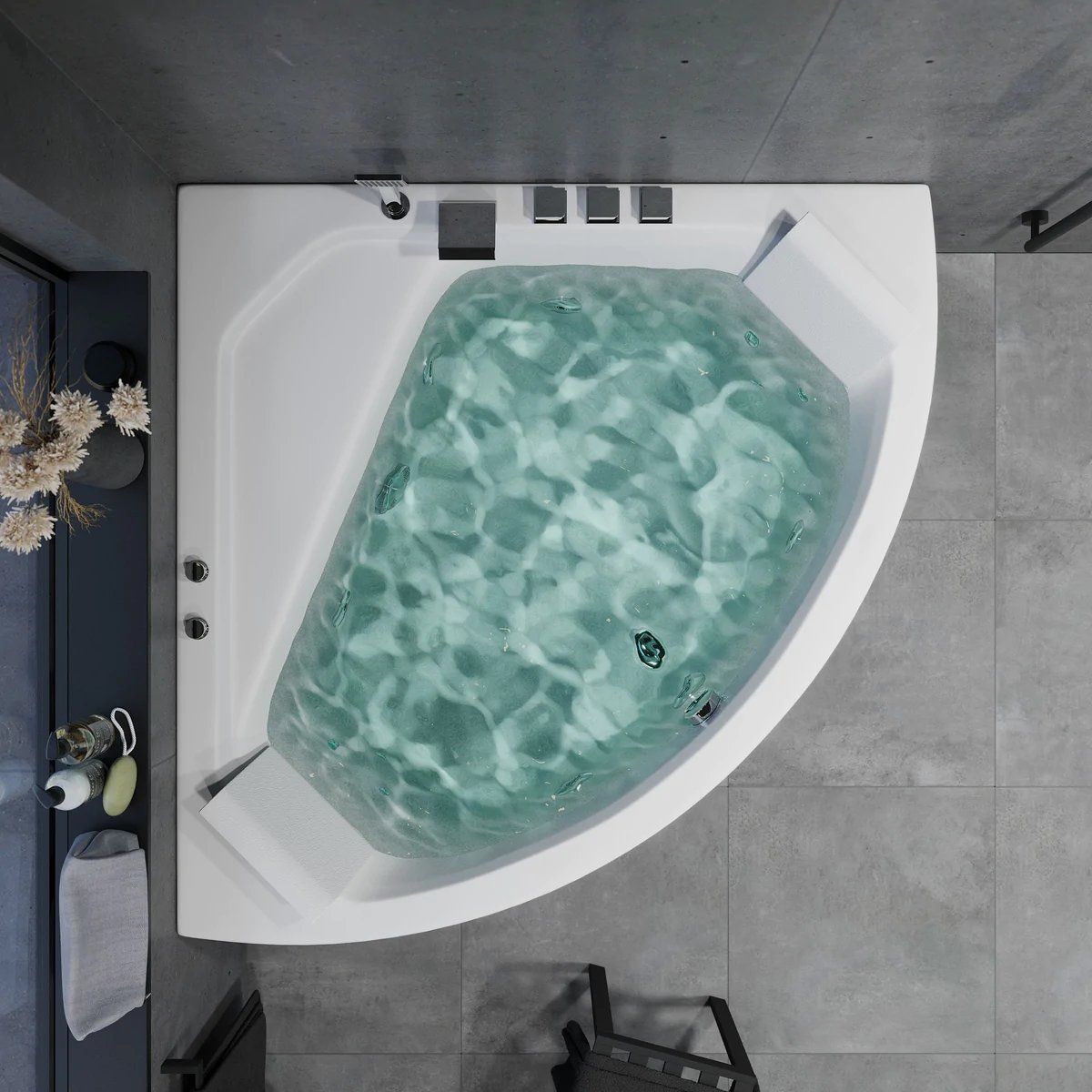 Corner whirlpool bathtub - air and hydromassage - 130x130x58 cm - with heating - white - Ulstrup - MASTERSTORE - 8594175645446 - Whirpool Bathtub - 12-130-03-11-00 - 8594175645446