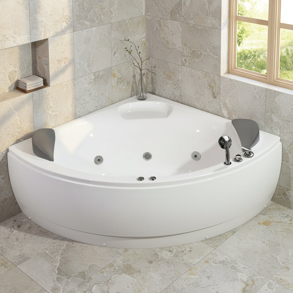 Corner whirlpool bathtub - hydromassage - 140x140x60 cm - white - Wilson - MASTERSTORE - 8595677199260 - Whirpool Bathtub - 12-140-20-01-02 - 8595677199260