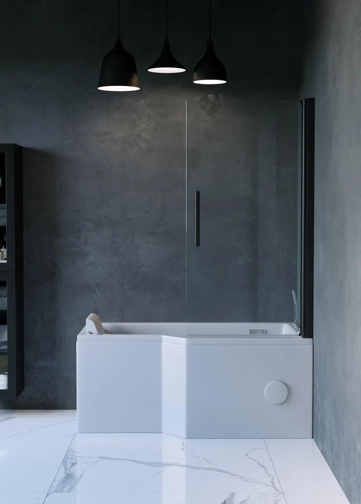 Asymmetrical whirlpool bathtub - air and hydromassage - 150x85x63 cm - right - facing - with heating - white - Ulstrup - MASTERSTORE - 8594175644616 - Whirpool Bathtub - 12-150-15-11-00 - 8594175644616