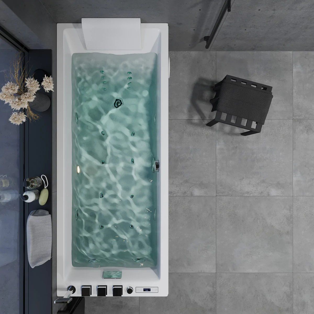 Rectangular whirlpool bathtub - air and hydromassage - 160x70x65 cm - with heating - white - Svaneke - MASTERSTORE - 8594175644012 - Whirpool Bathtub - 12-160-06-11-00 - 8594175644012