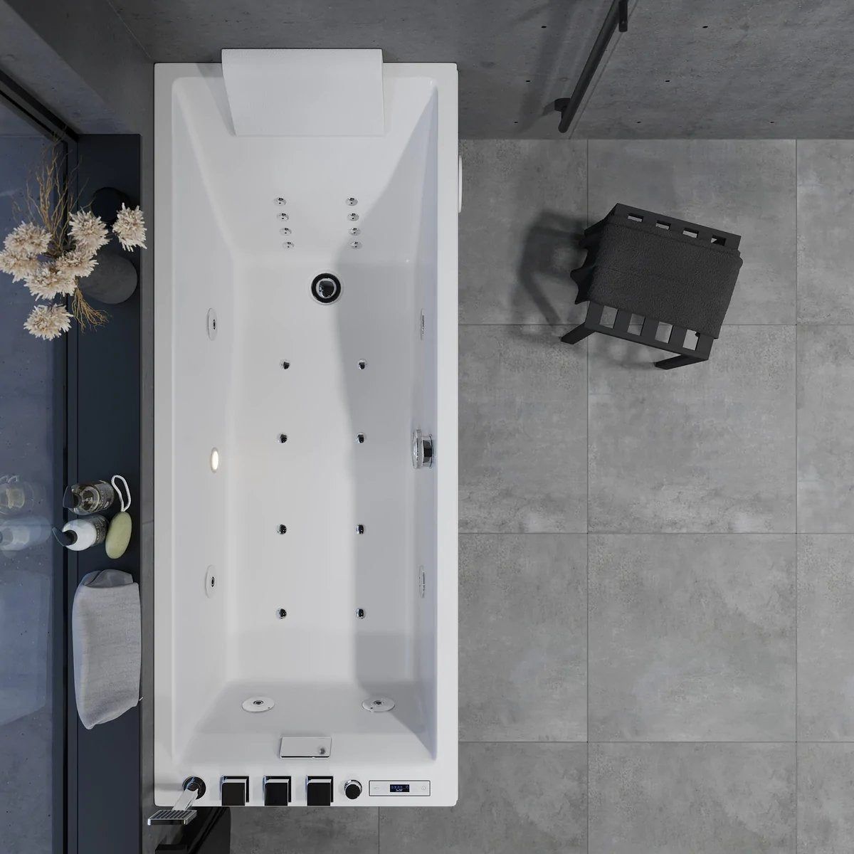Rectangular whirlpool bathtub - air and hydromassage - 160x70x65 cm - with heating - white - Svaneke - MASTERSTORE - 8594175644012 - Whirpool Bathtub - 12-160-06-11-00 - 8594175644012