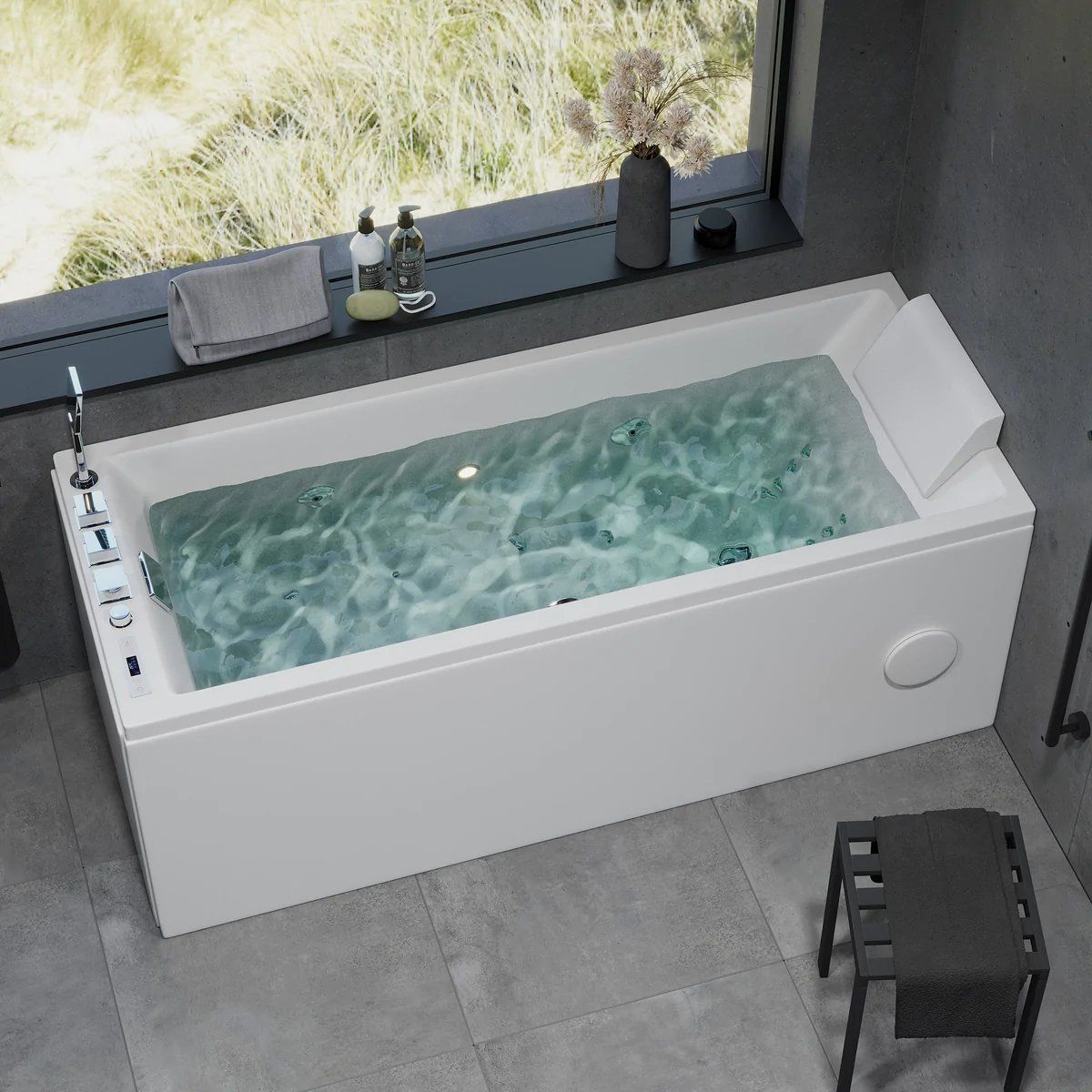 Rectangular whirlpool bathtub - air and hydromassage - 170x70x65 cm - with heating - white - Svaneke - MASTERSTORE - 8594175646146 - Whirpool Bathtub - 12-170-06-11-00 - 8594175646146