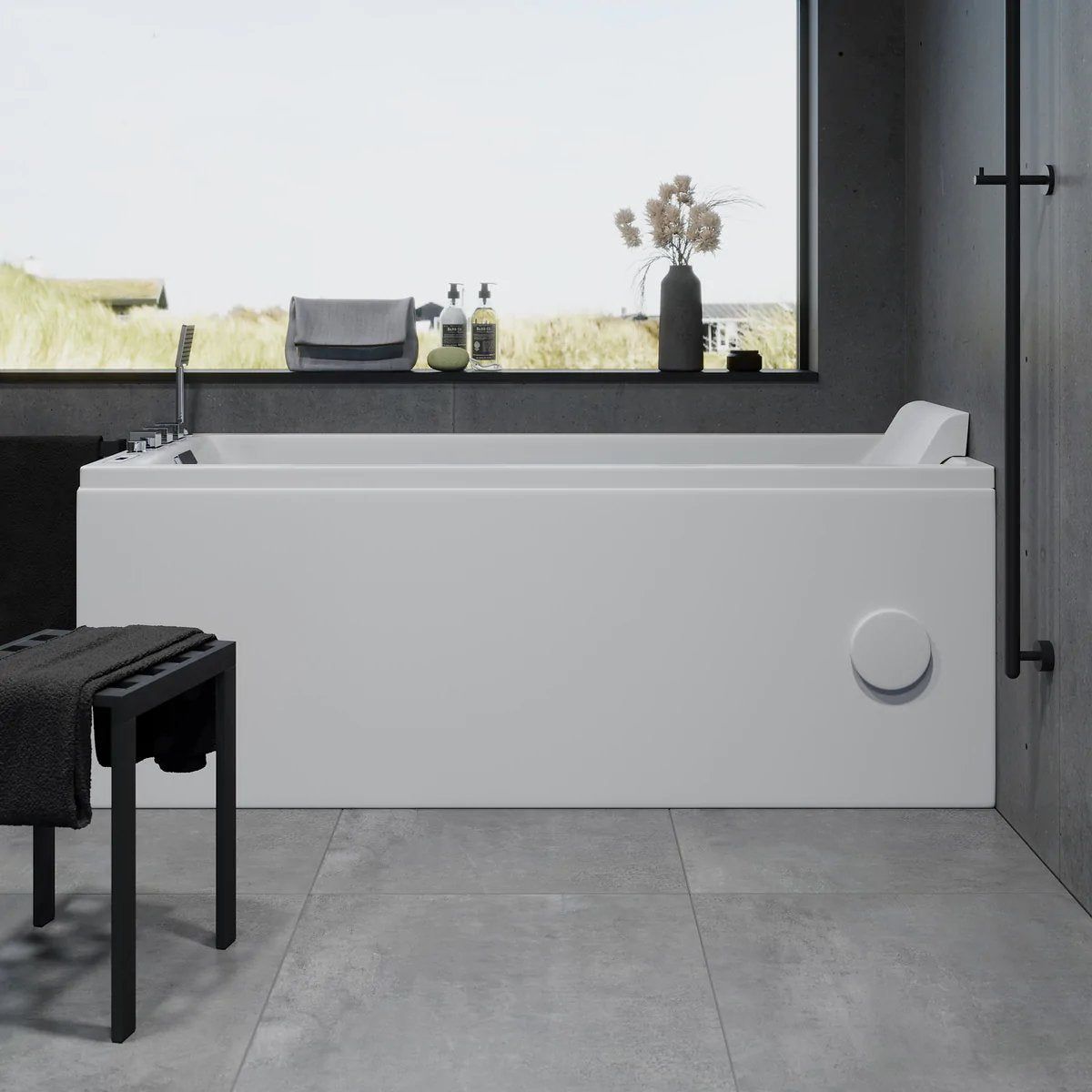 Rectangular whirlpool bathtub - air and hydromassage - 170x70x65 cm - with heating - white - Svaneke - MASTERSTORE - 8594175646146 - Whirpool Bathtub - 12-170-06-11-00 - 8594175646146