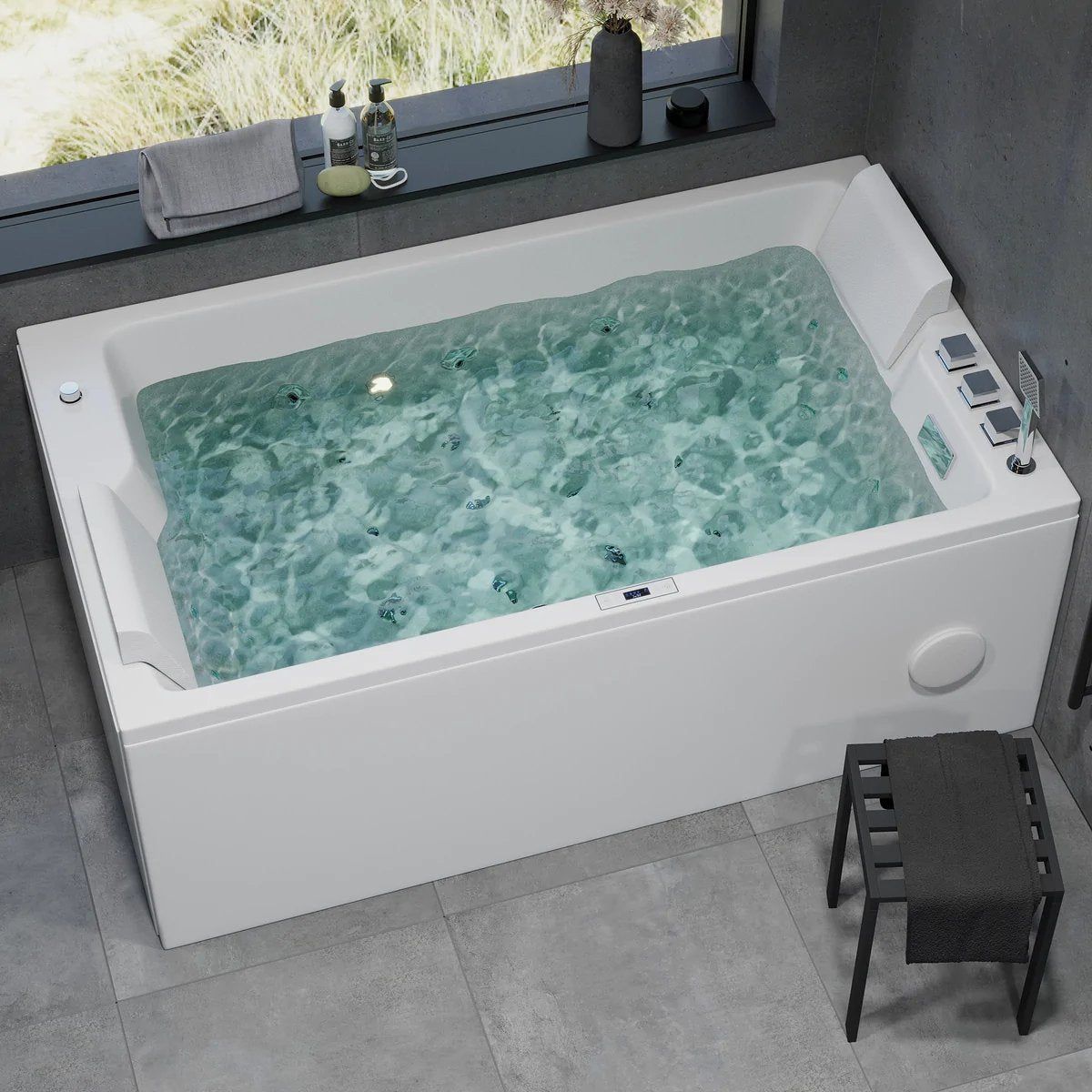 Rektangulärt bubbelbadkar - luft - och vattenmassage - 170x100x65 cm - "ansikte mot ansikte" - med värme - vit - Skibstrup - Bubbelbadkar - BATH DELUXE - EXCLUSIVE - 12-170-19-11-00 - BATHDELUXE SWEDEN