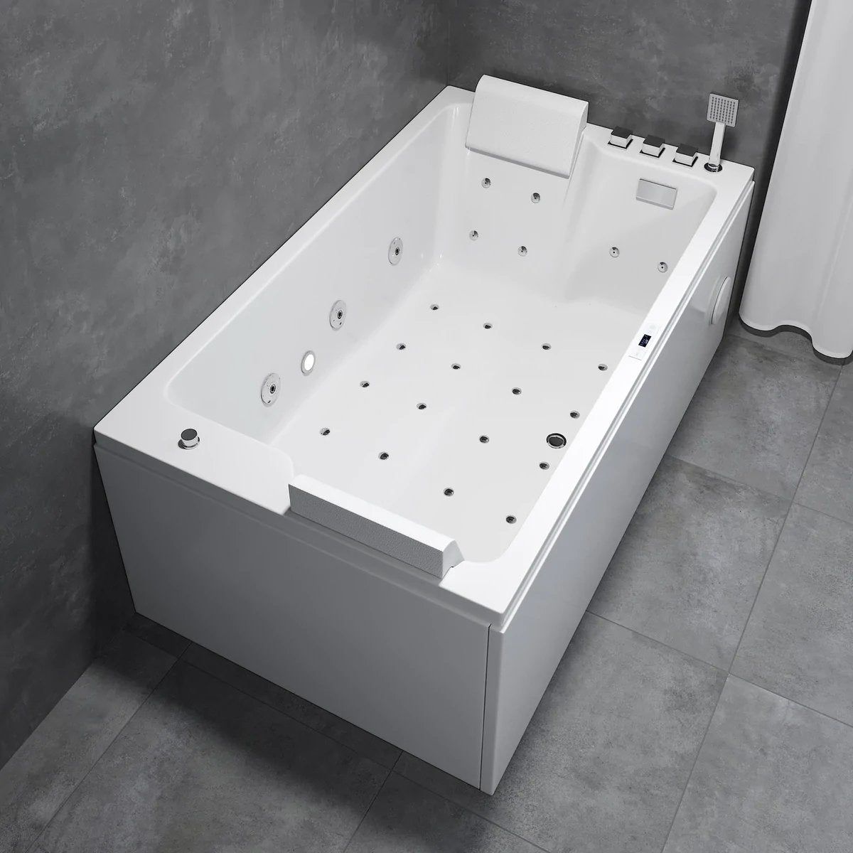 Rektangulärt bubbelbadkar - luft - och vattenmassage - 170x100x65 cm - "ansikte mot ansikte" - med värme - vit - Skibstrup - Bubbelbadkar - BATH DELUXE - EXCLUSIVE - 12-170-19-11-00 - BATHDELUXE SWEDEN