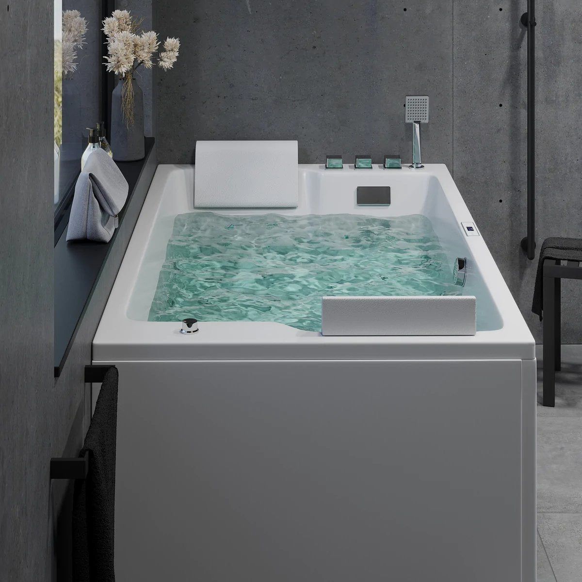 Rectangular whirlpool bathtub - air and hydromassage - 170x100x65 cm - "face - to - face" - with heat - white - Skibstrup - MASTERSTORE - 8594175641899 - Whirpool Bathtub - 12-170-19-11-00 - 8594175641899