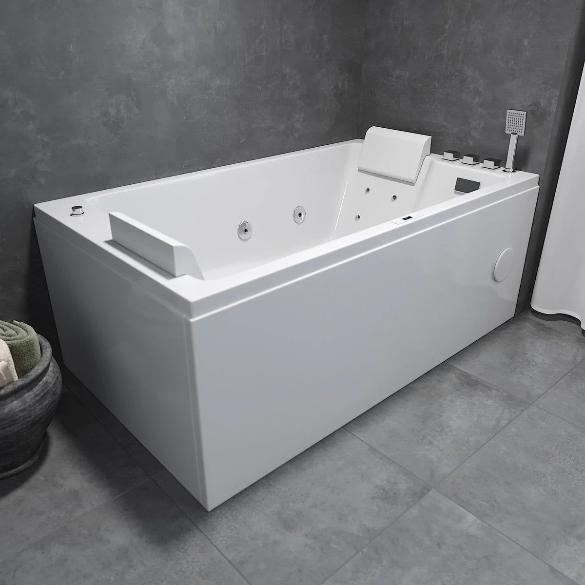 Rektangulärt bubbelbadkar - luft - och vattenmassage - 170x100x65 cm - "ansikte mot ansikte" - med värme - vit - Skibstrup - Bubbelbadkar - BATH DELUXE - EXCLUSIVE - 12-170-19-11-00 - BATHDELUXE SWEDEN