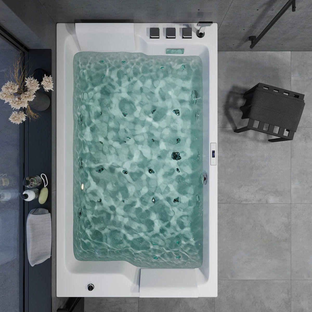 Rektangulärt bubbelbadkar - luft - och vattenmassage - 170x100x65 cm - "ansikte mot ansikte" - med värme - vit - Skibstrup - Bubbelbadkar - BATH DELUXE - EXCLUSIVE - 12-170-19-11-00 - BATHDELUXE SWEDEN