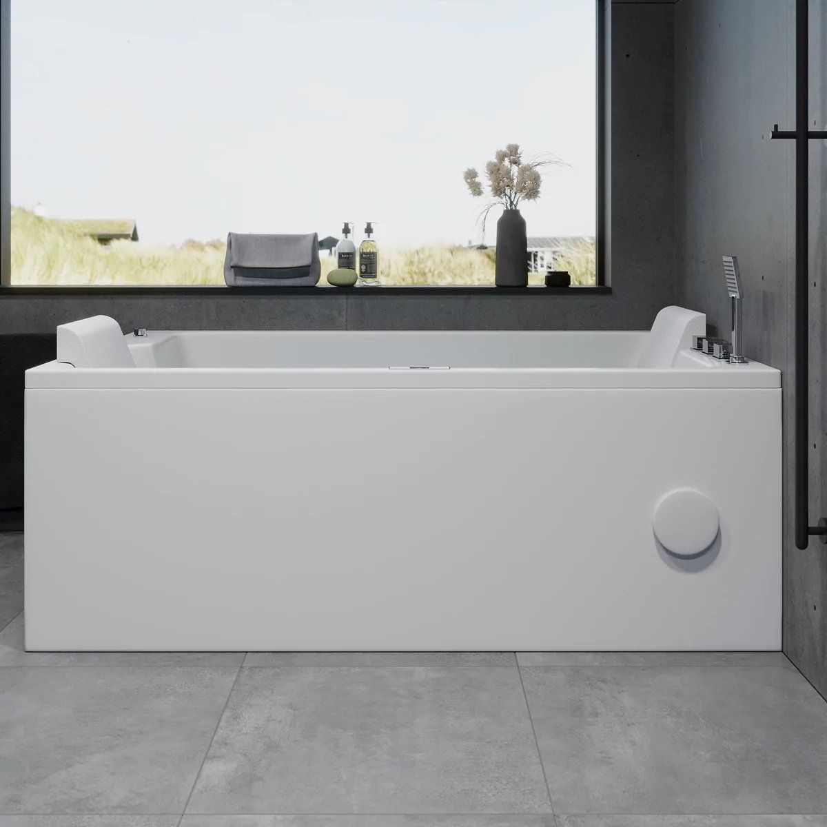 Rektangulärt bubbelbadkar - luft - och vattenmassage - 170x100x65 cm - "ansikte mot ansikte" - med värme - vit - Skibstrup - Bubbelbadkar - BATH DELUXE - EXCLUSIVE - 12-170-19-11-00 - BATHDELUXE SWEDEN