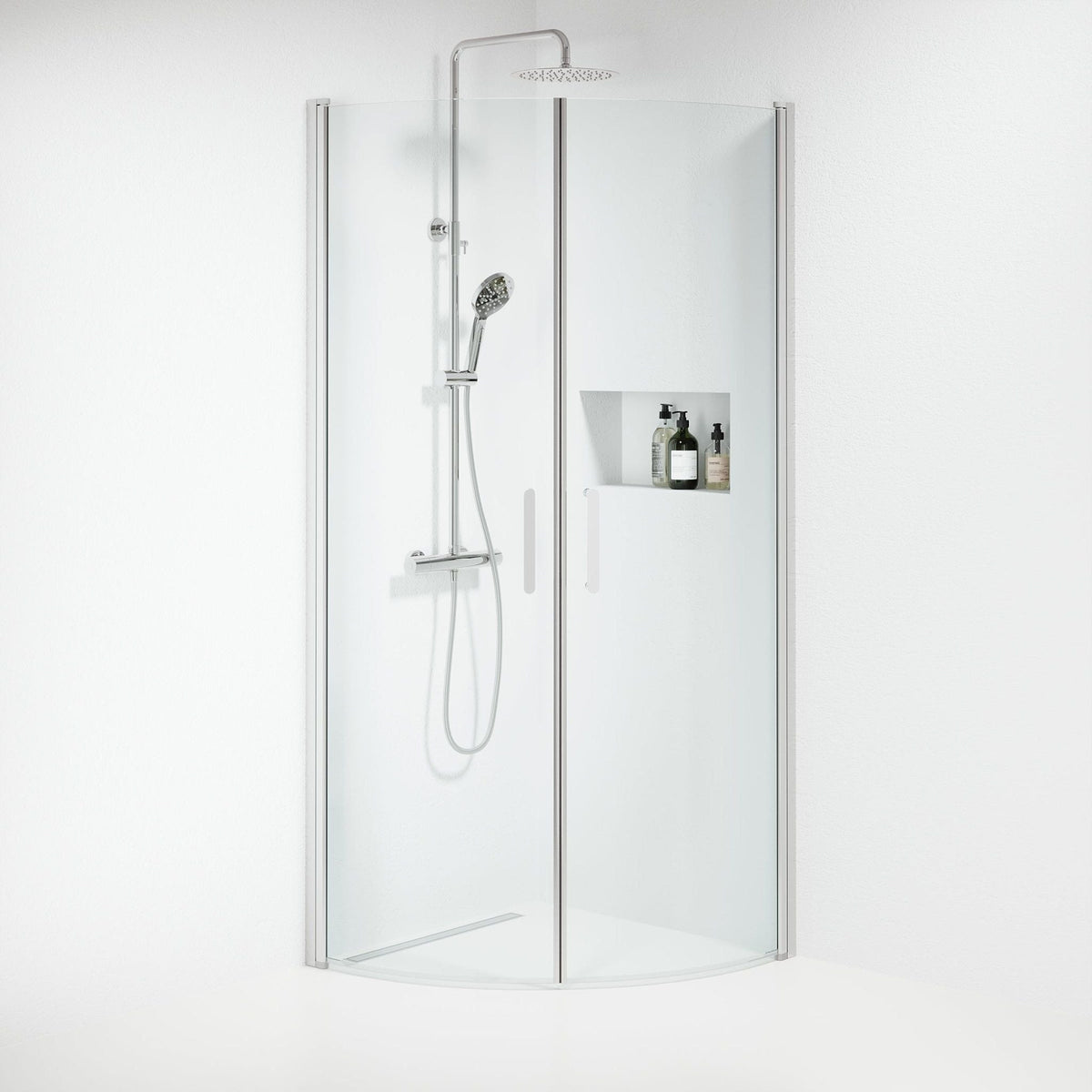 Shower enclosure semi - circular 80x80x195 cm - 6 mm clear nano glass - chrome profile - Sandefjord - MASTERSTORE - 8595677176261 - Shower Enclosures - 15-080-01-60-00 - 8595677176261