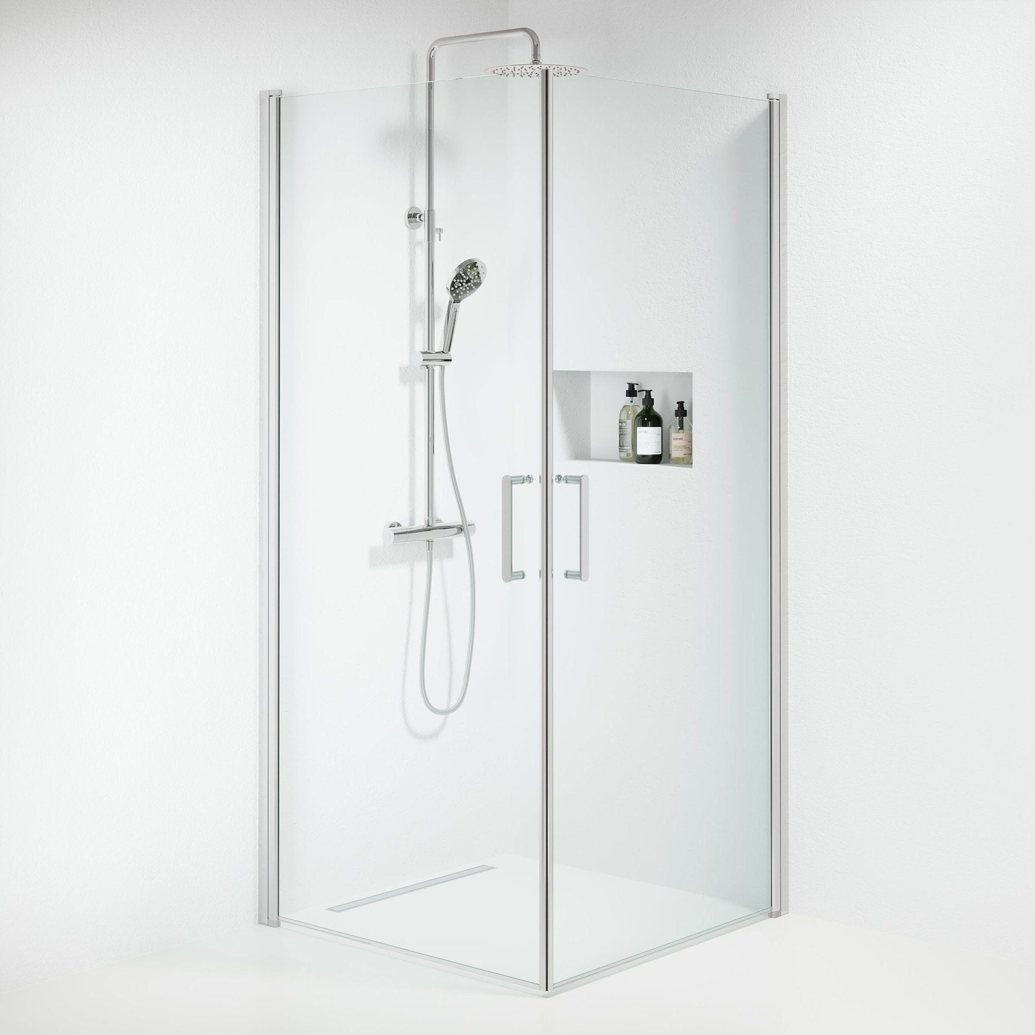 Shower enclosure square 80x80x195 cm - 6 mm clear nano glass - chrome profile - Sandefjord - MASTERSTORE - 8595677176285 - Shower Enclosures - 15-080-02-60-00 - 8595677176285