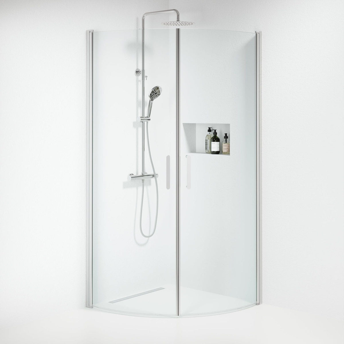 Shower enclosure semi - circular 90x90x195 cm - 6 mm clear nano glass - chrome profile - Sandefjord - MASTERSTORE - 8595677176308 - Shower Enclosures - 15-090-01-60-00 - 8595677176308