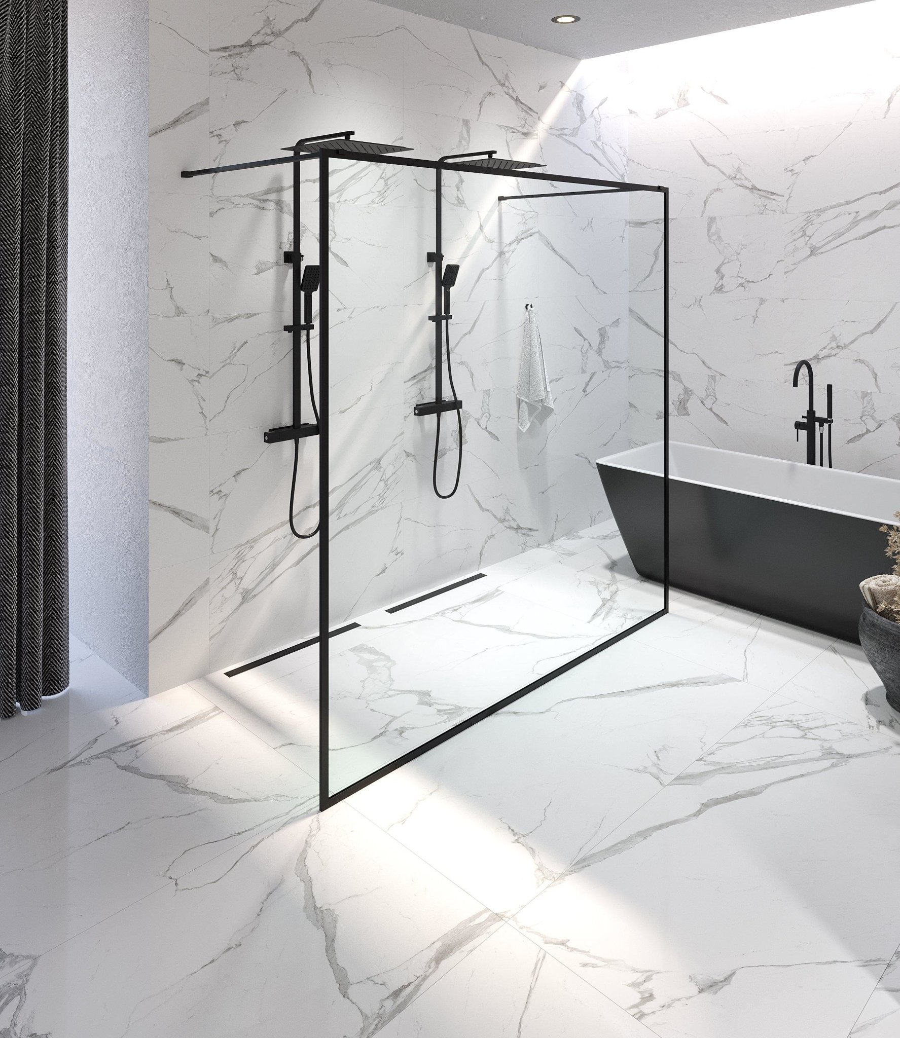 Gotland, Shower Wall, Black Mat - 90 cm - MASTERSTORE - 8595677133448 - Shower Wall - 15 - 090 - 20 - 02 - 00 - 8595677133448