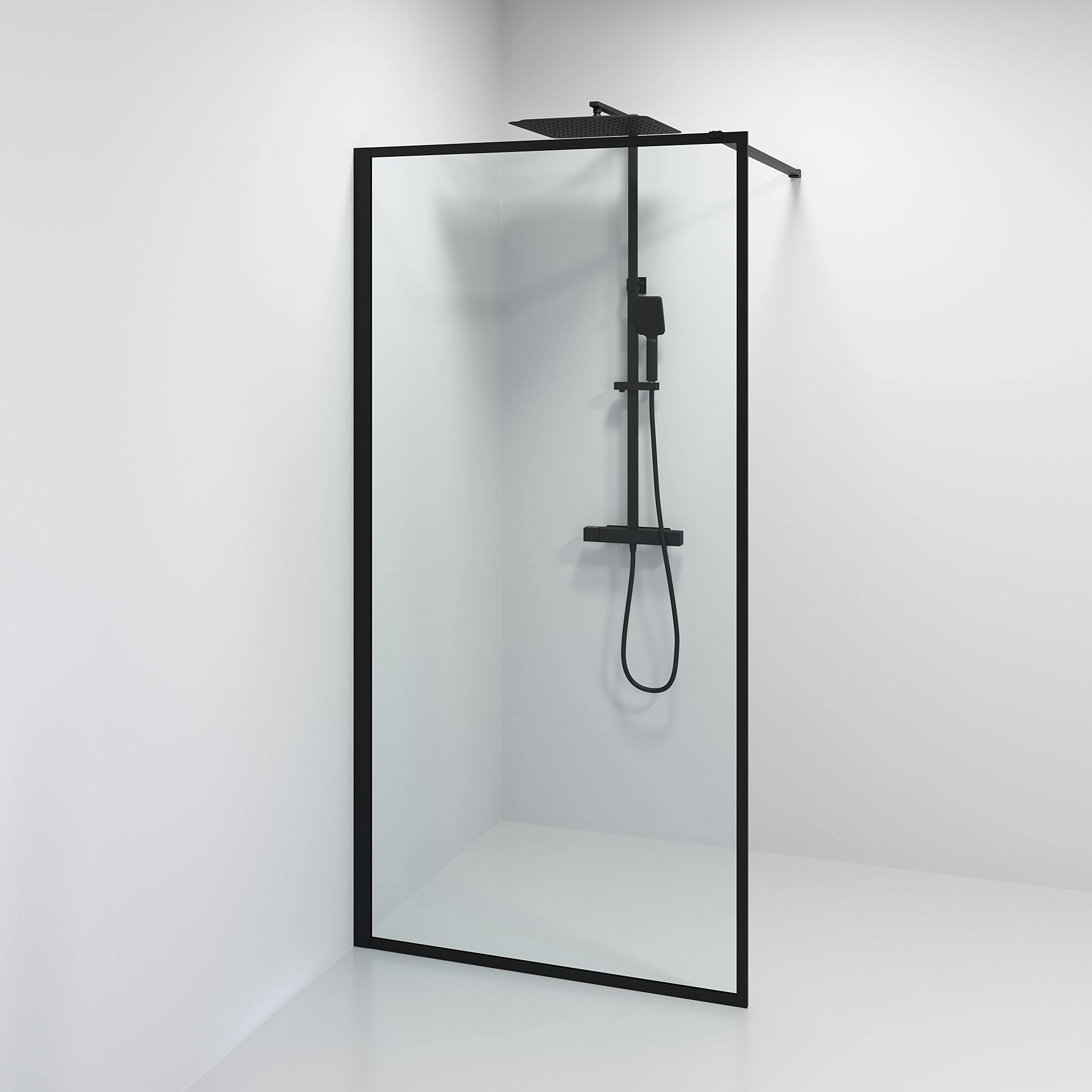 Gotland, Shower Wall, Black Mat - 100 cm - MASTERSTORE - 8595677133455 - Shower Wall - 15 - 100 - 20 - 02 - 00 - 8595677133455