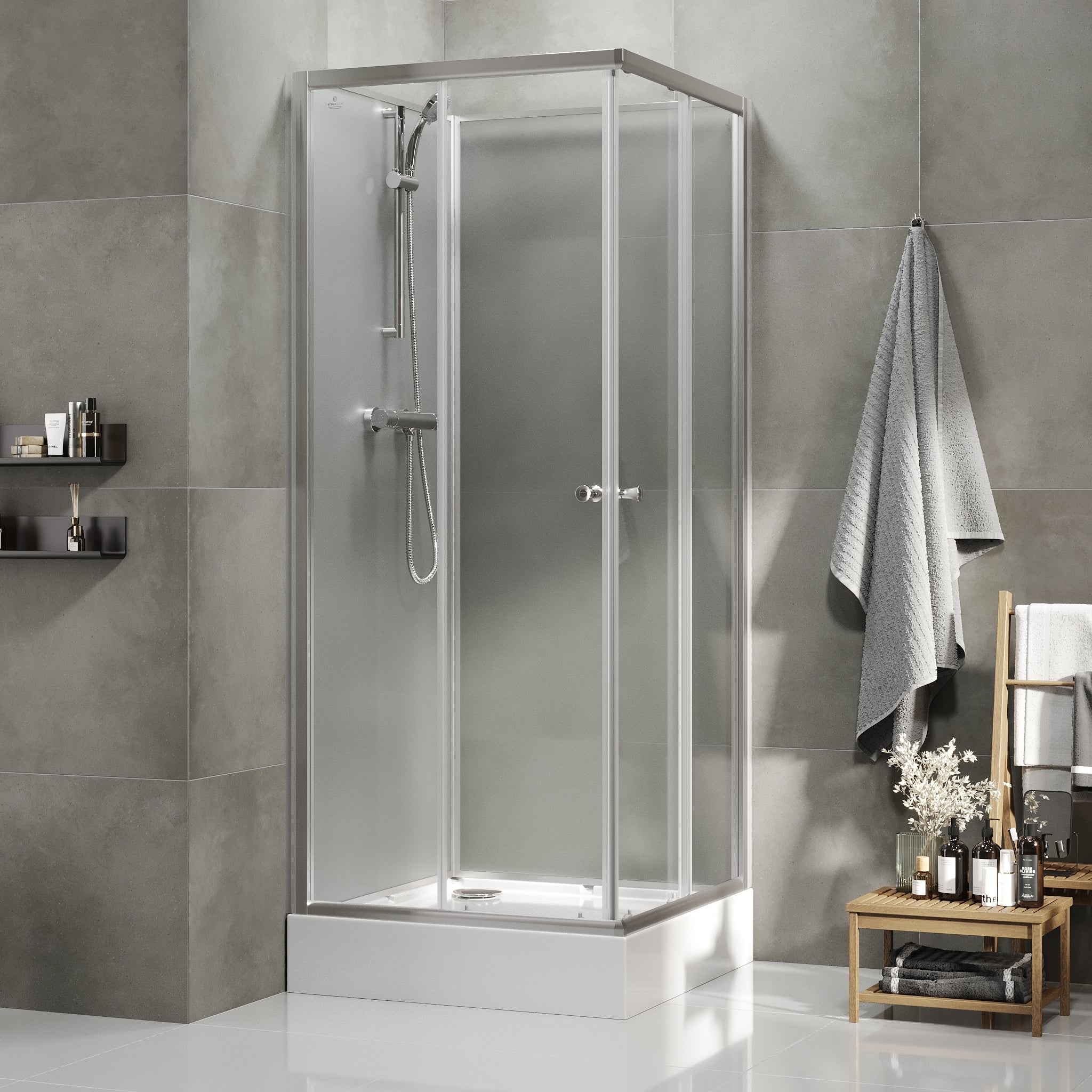 Dayton, Shower Cabin Set - Code, Clear/Satin - 80 cm - MASTERSTORE - 8595677199482 - Shower Cabin Set - Code - 20 - 080 - 15 - 67 - 02 - 8595677199482