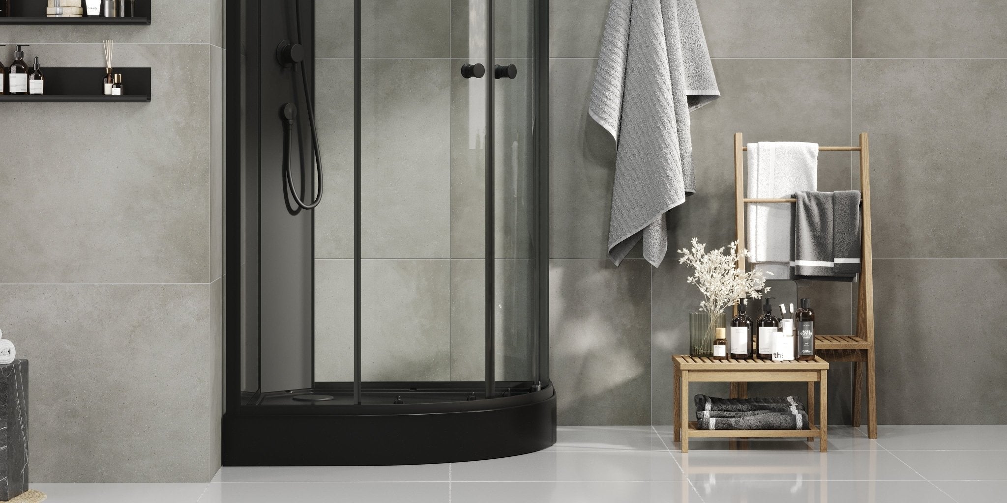 Austin, Shower Cabin Set - Code, Clear/Black - 90 cm - MASTERSTORE - 8595677199468 - Shower Cabin Set - Code - 20 - 090 - 14 - 02 - 02 - 8595677199468