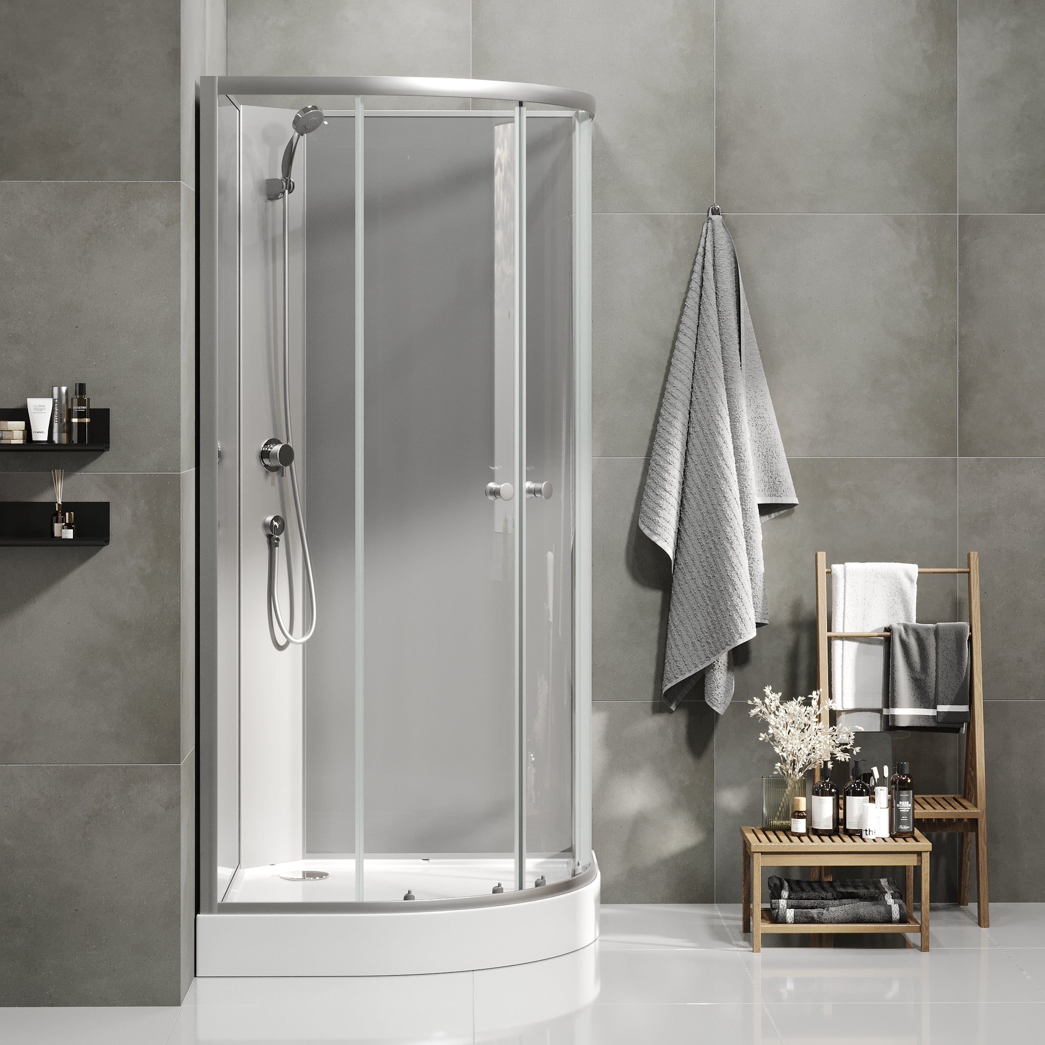 Austin, Shower Cabin Set - Code, Clear/Satin - 90 cm - MASTERSTORE - 8595677199475 - Shower Cabin Set - Code - 20 - 090 - 14 - 67 - 02 - 8595677199475