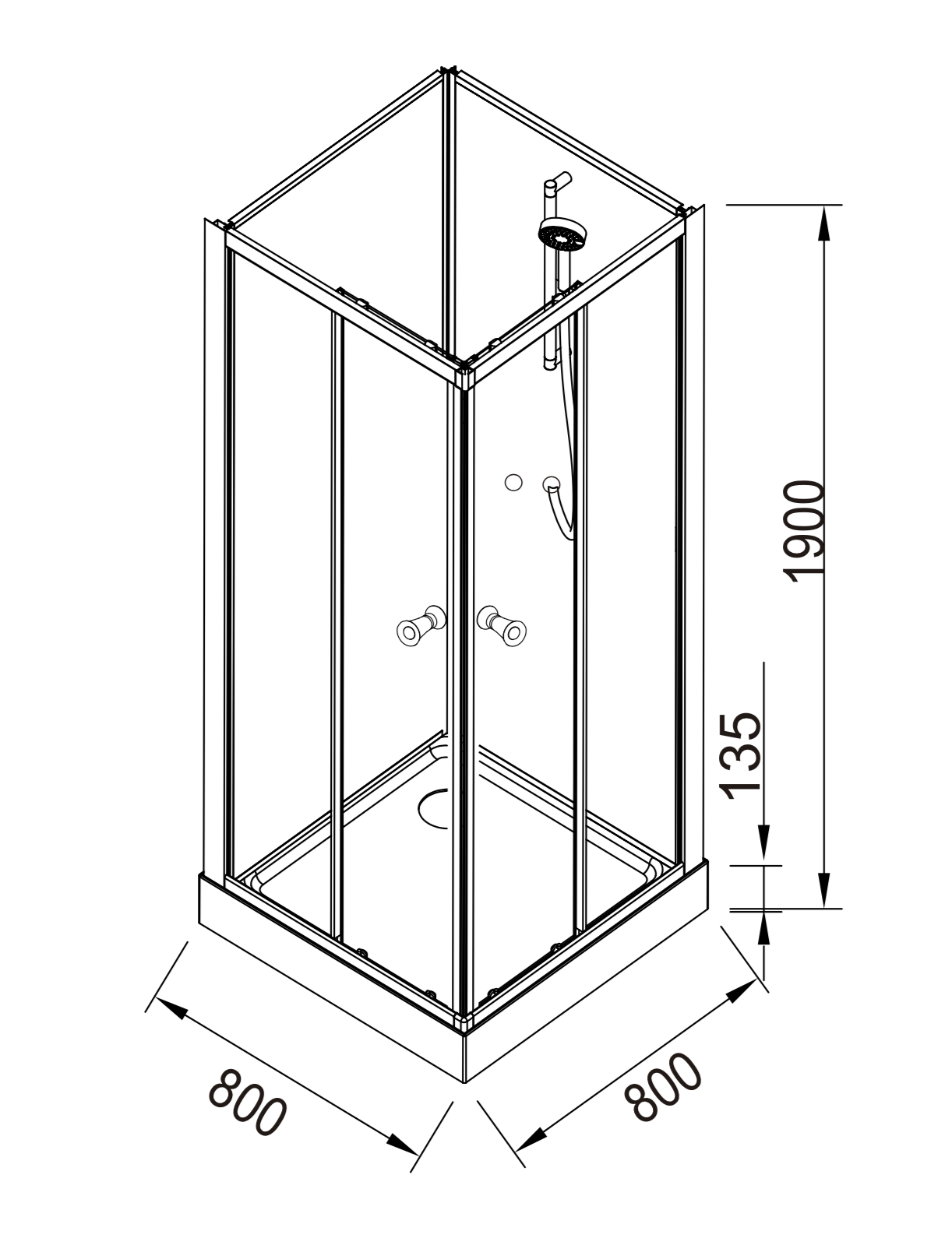 Gilleleje, Shower Cabin Set - Code, Black Glass - 70 cm - MASTERSTORE - 8595677170467 - Shower Cabin Set - Code - 20 - 709 - 01 - 52 - 00 - 8595677170467